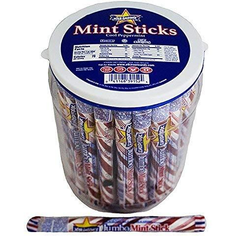 Atkinson Jumbo Red & White Mint Candy Sticks - 52 Count Jar