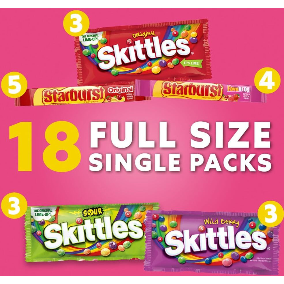 Skittles & Starburst Chewy Candy Graduation Gifts, 18 Ct Bulk Box