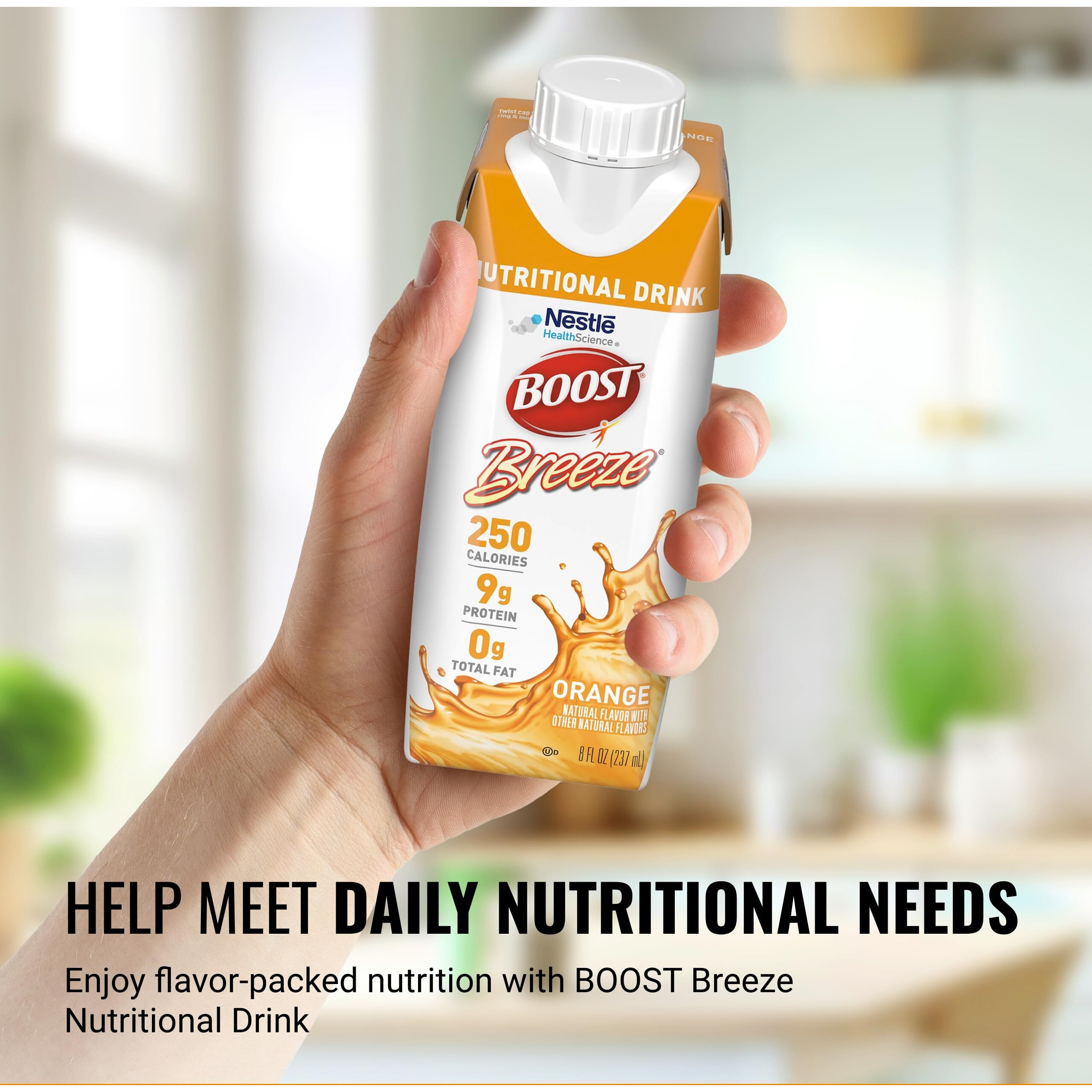 Boost Breeze Clear Nutritional Drink, 9G Protein, 250 Nutrient-Rich Calories, Orange, 8 Fl Oz (Pack Of 24)
