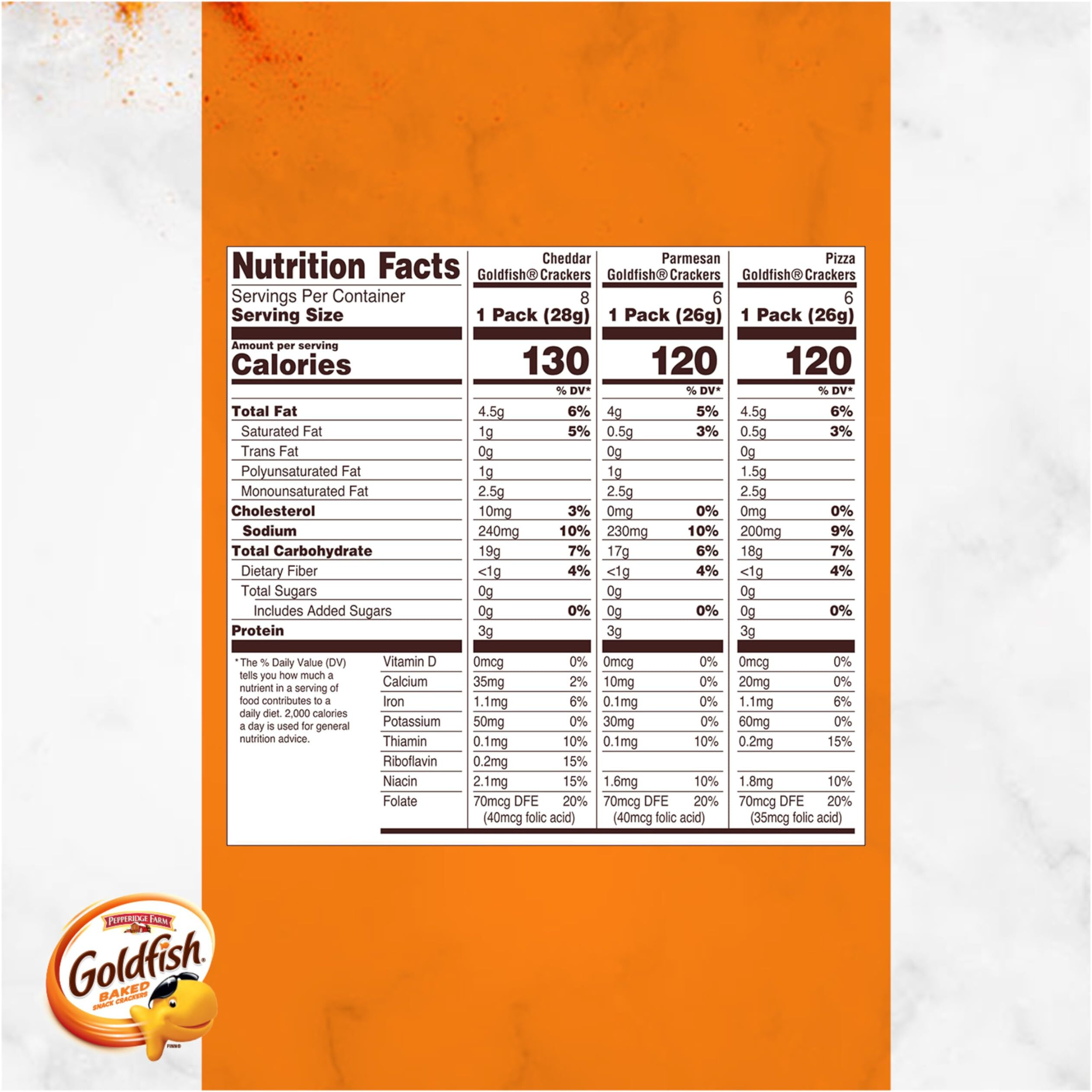 Goldfish Crackers Say Cheeeese Variety Pack With Cheddar, Pizza And Parmesan, Snack Packs, 20 Ct