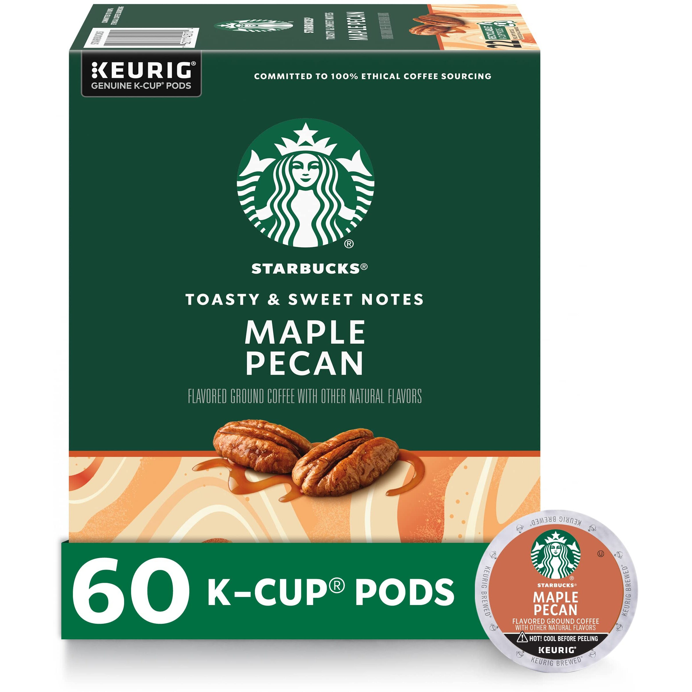 Starbucks Coffee K-Cup Pods, Maple Pecan Flavored Coffee, Naturally Flavored, 100% Arabica, 6 Boxes (60 Pods Total)