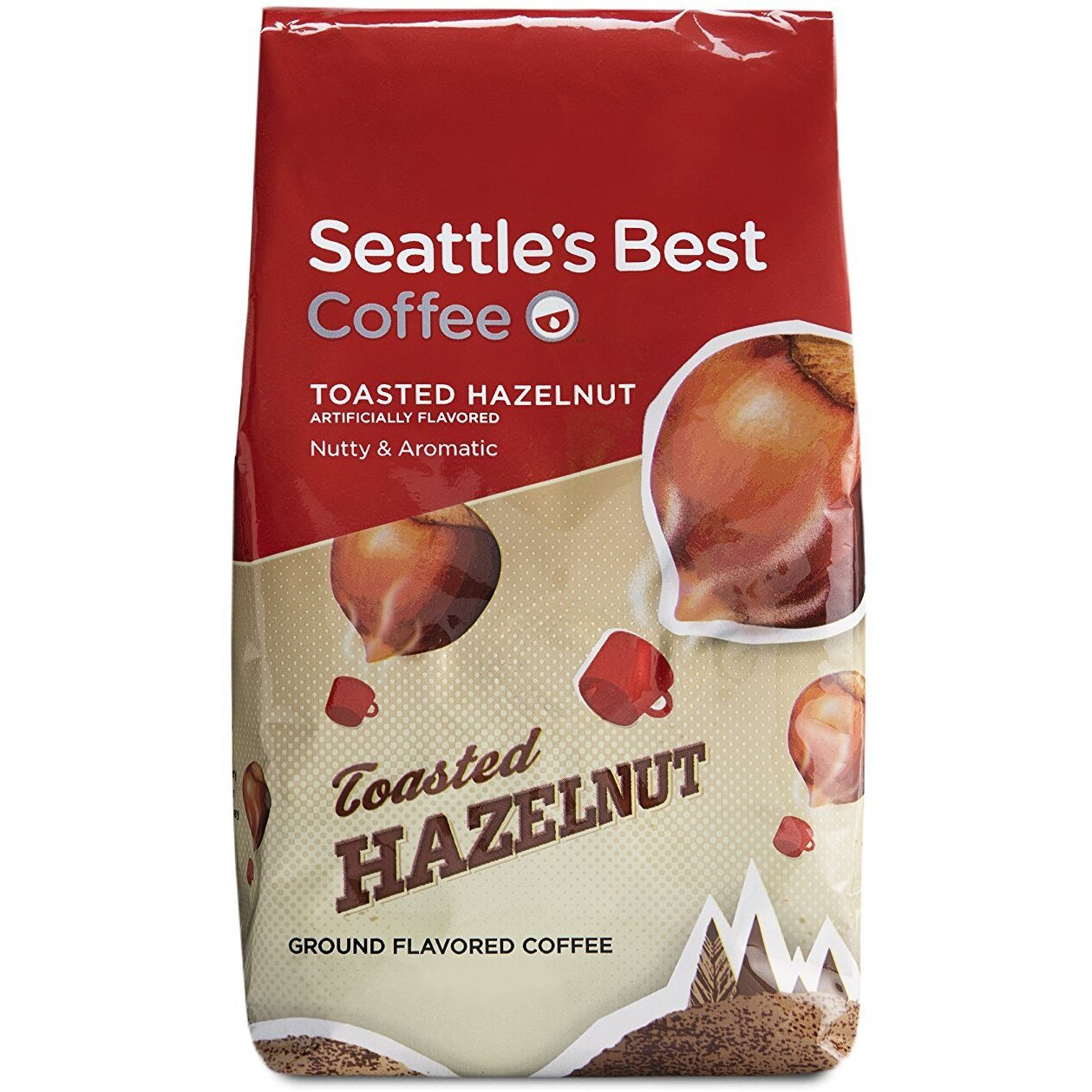 Seattle's Best Coffee Toasted Hazelnut Flavored Medium Roast Ground Coffee | 12 Ounce Bags (Pack Of 6)