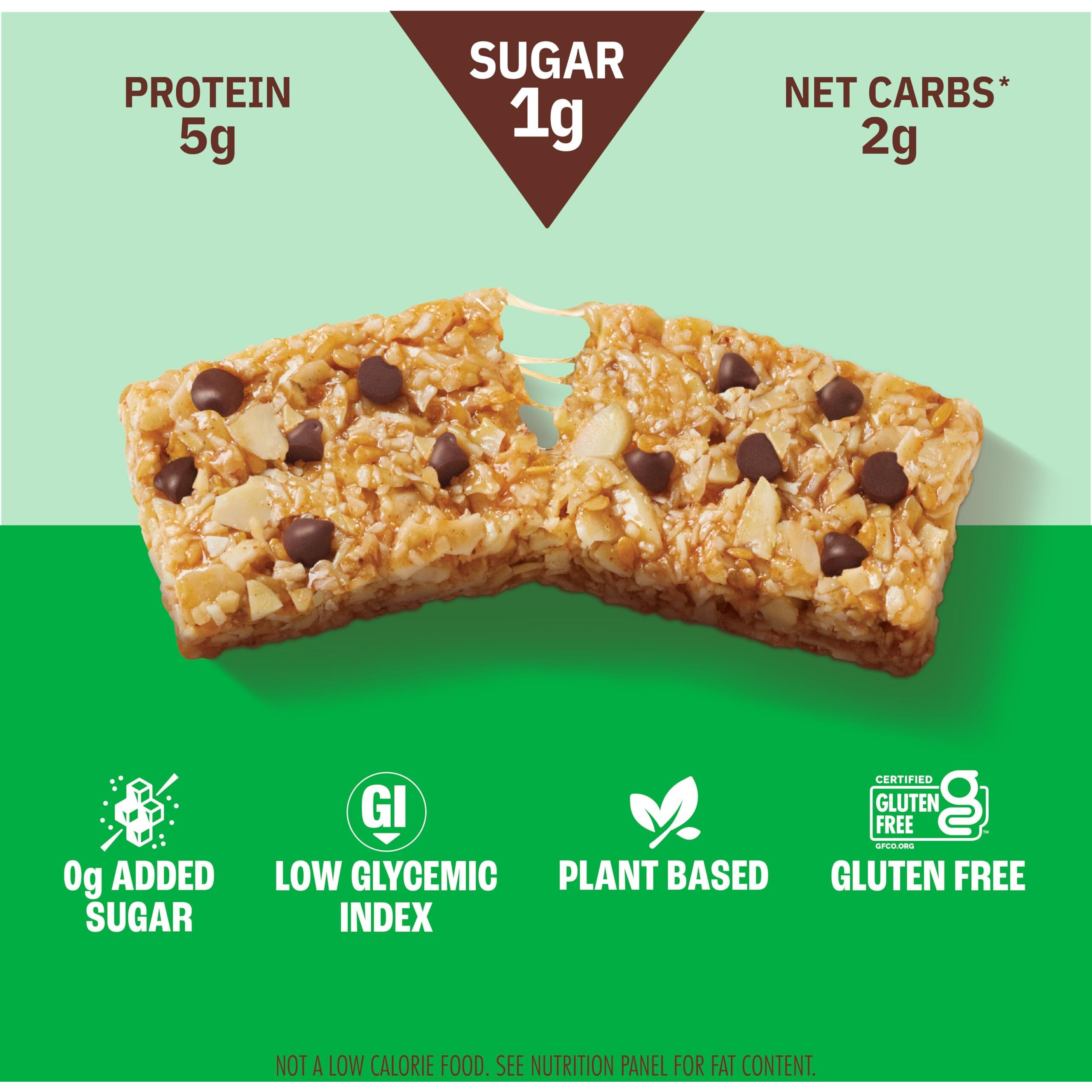 Munk Pack Chewy Almond Bar, Almond Butter Chocolate Chip - 1G Sugar, 5G Protein, Low Carb & Keto - Gluten Free, Grain Free, Plant Based - Zero Added Sugar Breakfast & Snack Bars, 12 Bars