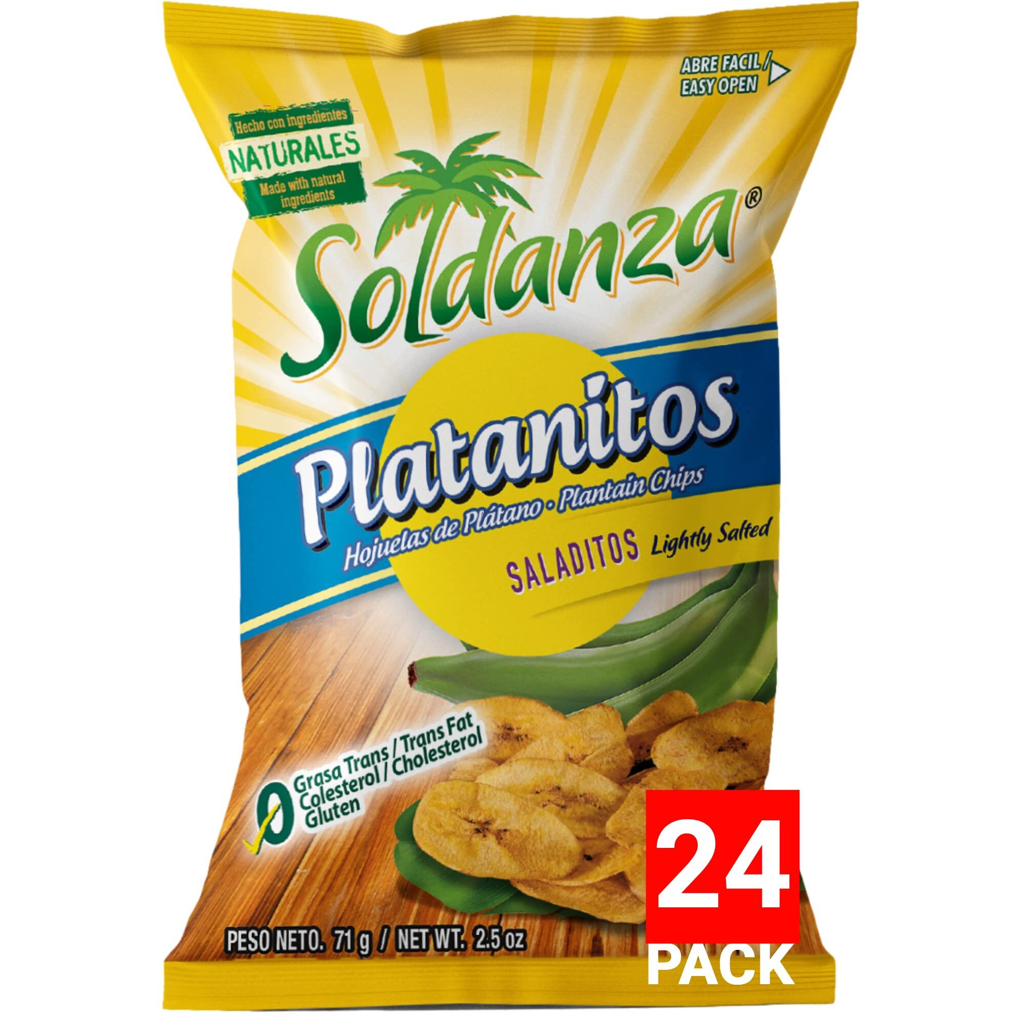 Soldanza Lightly Salted Plantain Chips, 2.5 Ounce (Pack Of 24)