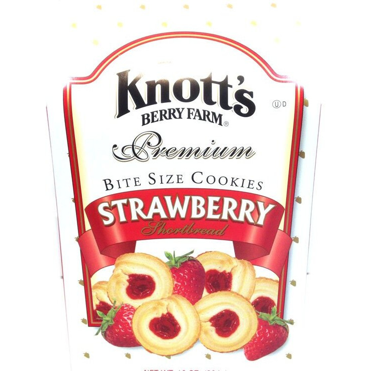 Knott's Berry Farm Premium Bite Sized Strawberry Shortbread Cookies Ten Ounce Gift Box