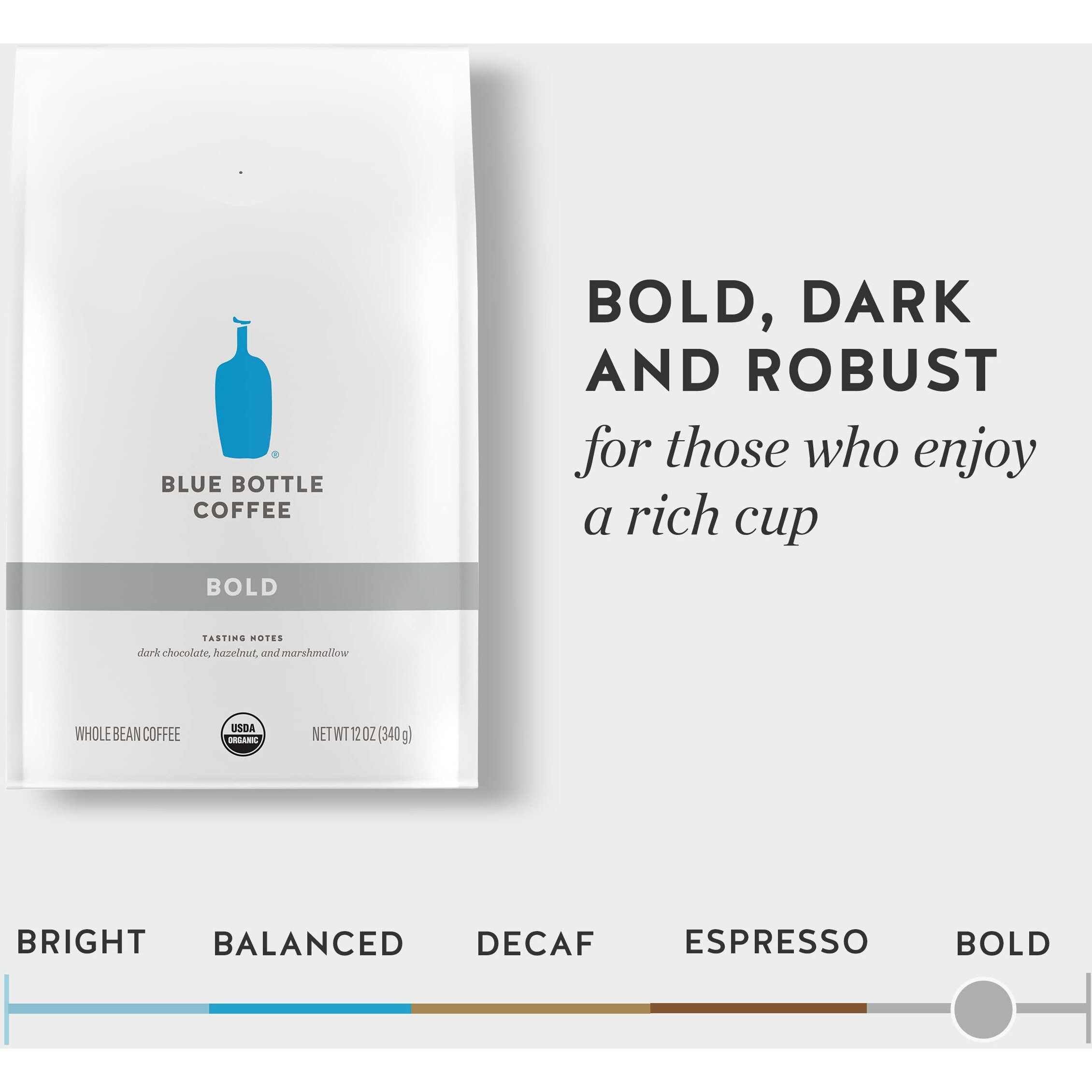 Blue Bottle Whole Bean Organic Coffee, Bold, Dark Roast, 12 Ounce Bag (Pack Of 1)