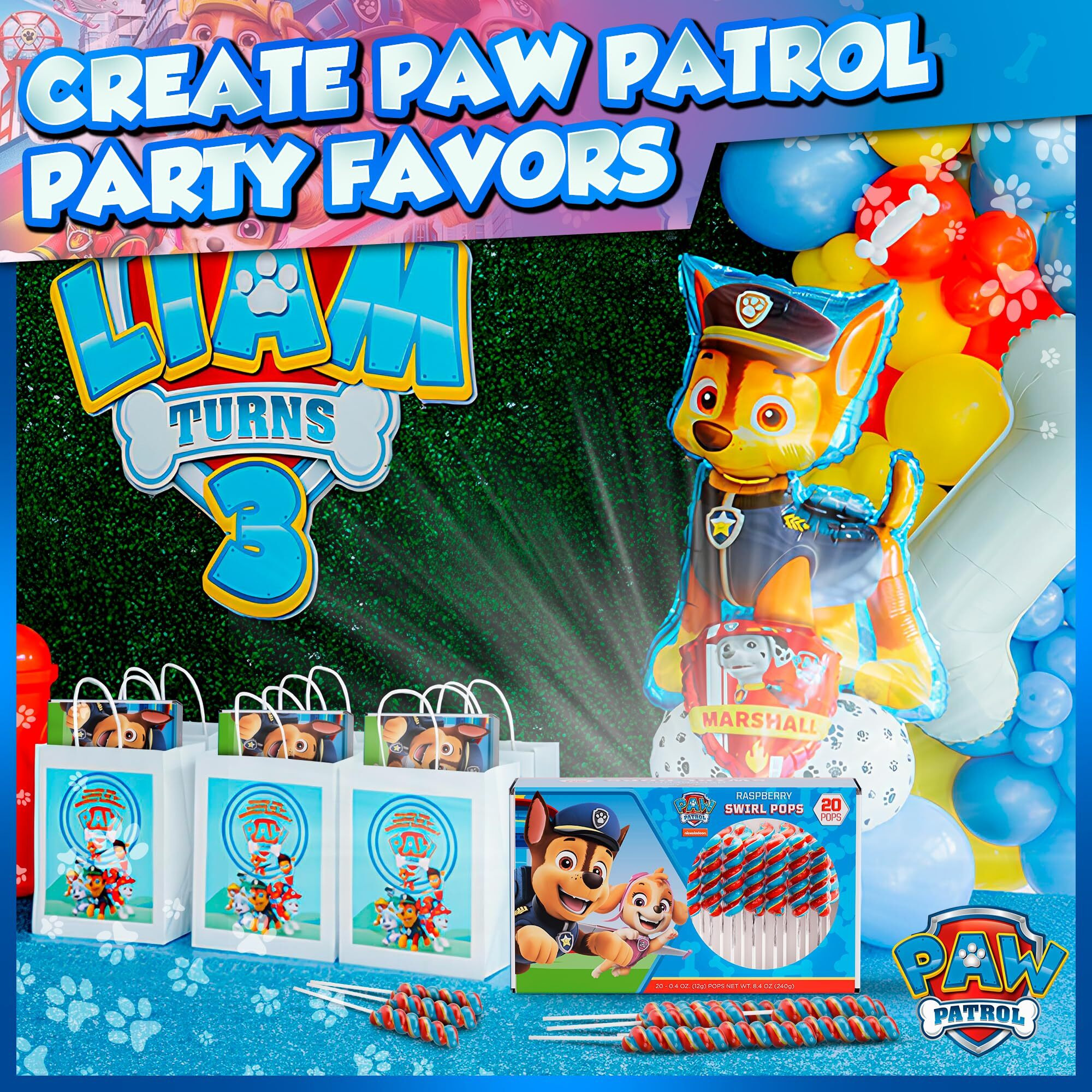 Paw Patrol Swirl Lollipops 20Pk- Paw Patrol Lollipops For Paw Patrol Party Favors - Paw Patrol Candy For Paw Patrol Birthday Decorations & Paw Patrol Cake Toppers - Paw Patrol Food,Paw Patrol Snacks