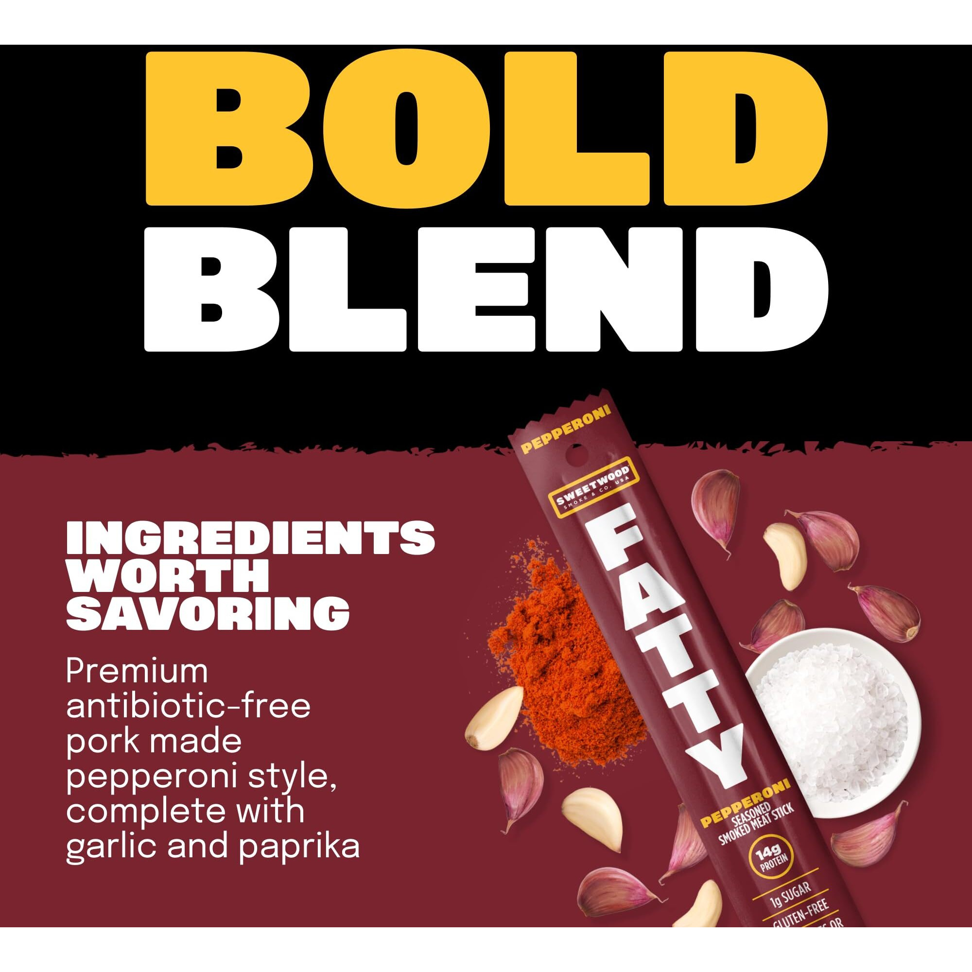 Fatty Meat Sticks, Grass-Fed Beef, High Protein Snack, Camping, Sports, Road Trip, Low Carb, Gluten Free, Msg Free, Nitrate Free, Pepperoni Flavor, 2 Ounce (Pack Of 20)