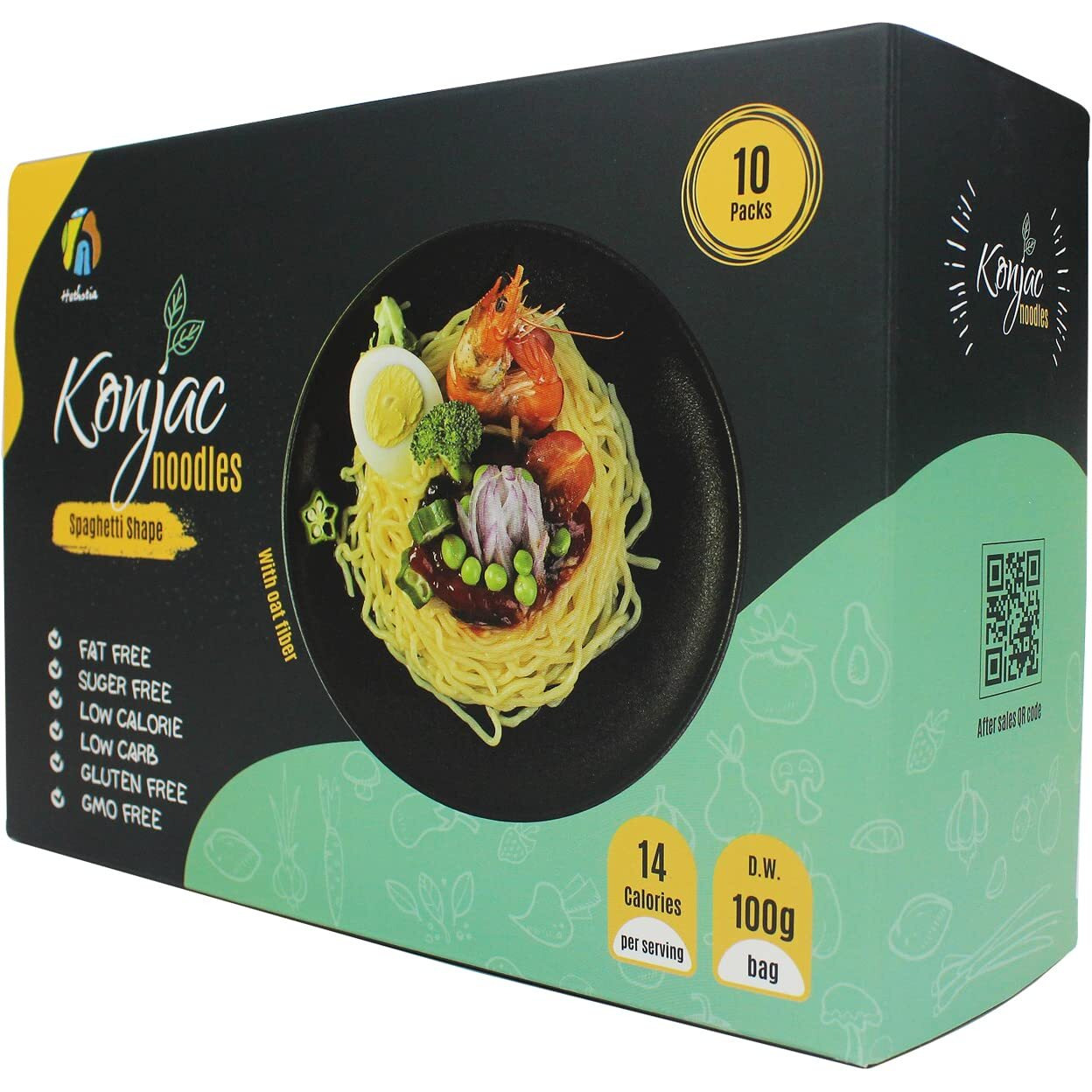 Hethstia Shirataki Konjac Spaghetti Pasta, 10 Pack Inside, Vegan, Low Calorie Food, Gluten Free, Fat Free, Keto Friendly, Low Carbs, Holiday Gifts, Healthy Diet (Oat Flavor, 56.5 Oz)