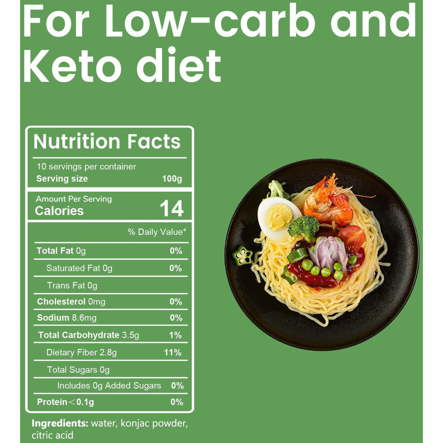 Hethstia Shirataki Konjac Spaghetti Pasta, 10 Pack Inside, Vegan, Low Calorie Food, Gluten Free, Fat Free, Keto Friendly, Low Carbs, Holiday Gifts, Healthy Diet (Oat Flavor, 56.5 Oz)