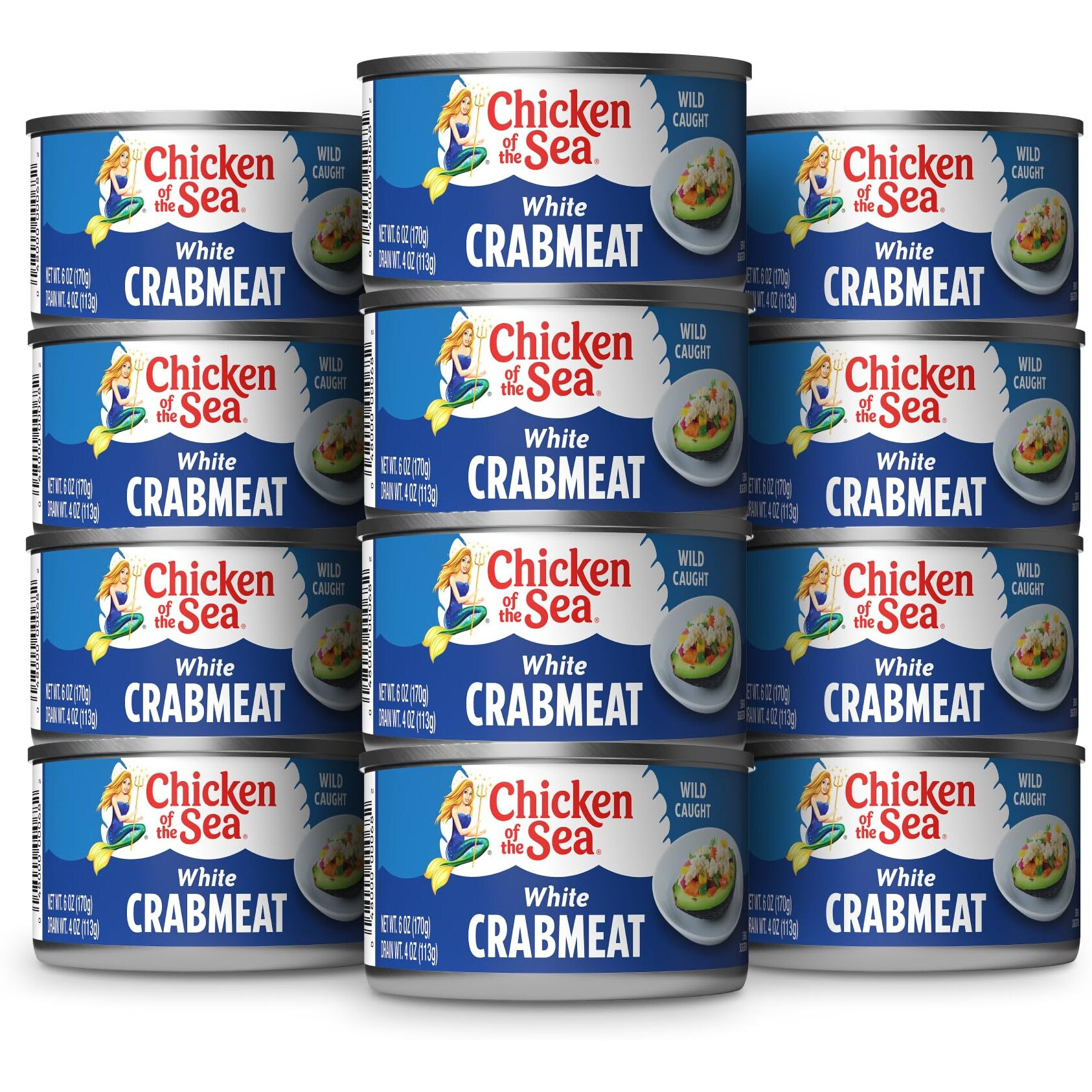 Chicken Of The Sea White Crab Meat, 6 Ounce Cans (Pack Of 12), High In Calcium, Wild Caught Canned Crabmeat