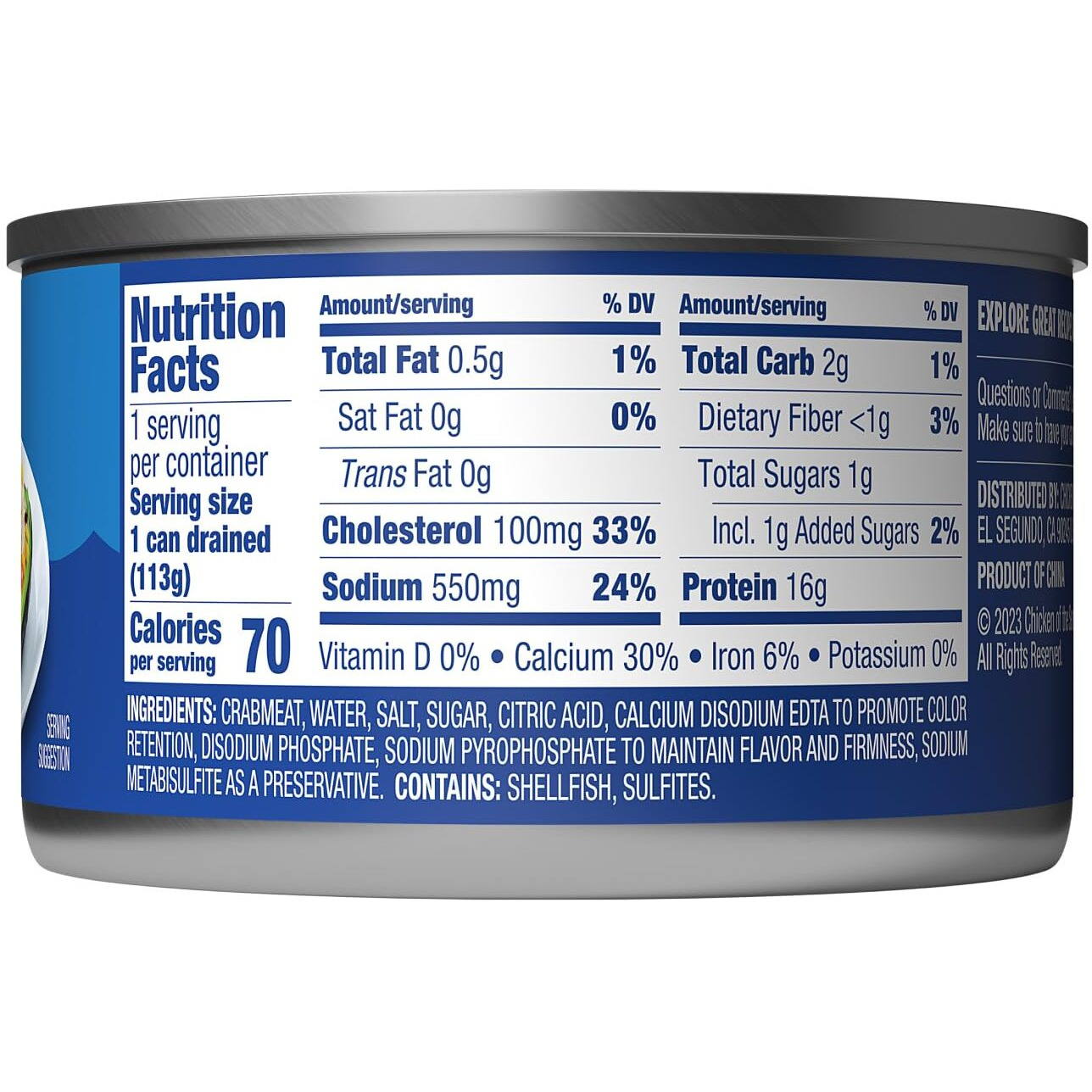 Chicken Of The Sea White Crab Meat, 6 Ounce Cans (Pack Of 12), High In Calcium, Wild Caught Canned Crabmeat