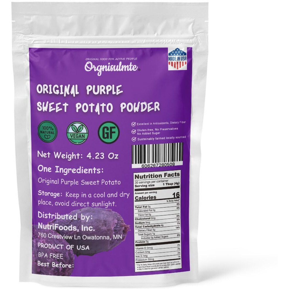 Orgnisulmte Purple Sweet Potato Powder 4.23 Oz, 100% Pure Natural Premium Purple Yam Powder For Food Coloring 120G