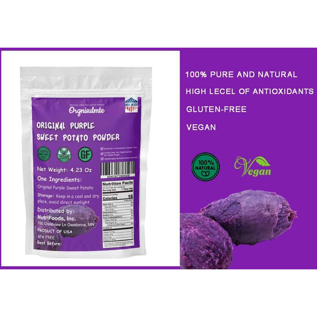 Orgnisulmte Purple Sweet Potato Powder 4.23 Oz, 100% Pure Natural Premium Purple Yam Powder For Food Coloring 120G