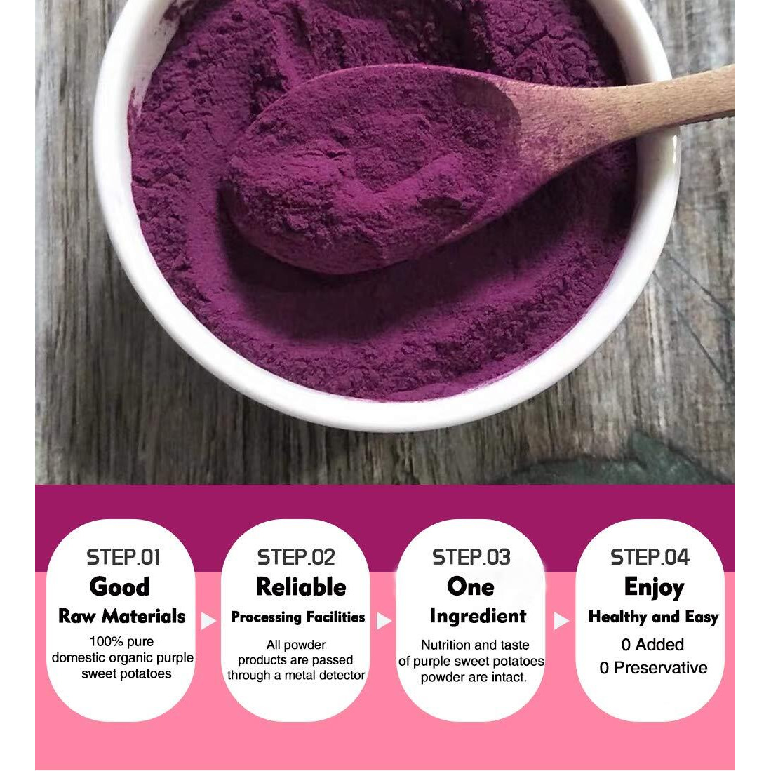 Orgnisulmte Purple Sweet Potato Powder 4.23 Oz, 100% Pure Natural Premium Purple Yam Powder For Food Coloring 120G