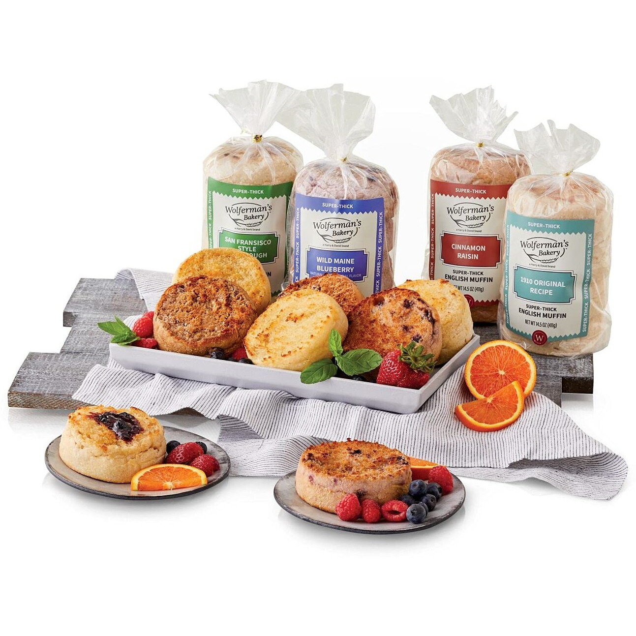 Wolferman's Favorite Flavors English Muffin Sampler, Breakfast Gift, Toasted, Gourmet, Muffins