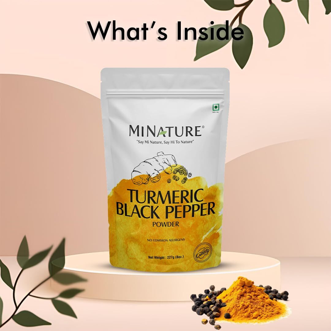 Minature Turmeric Black Pepper Powder, Curcuma Longa With Piper Nigrum,Vegan, Gluten-Free, Non-Gmo 227 Gram, 0.5 Lb