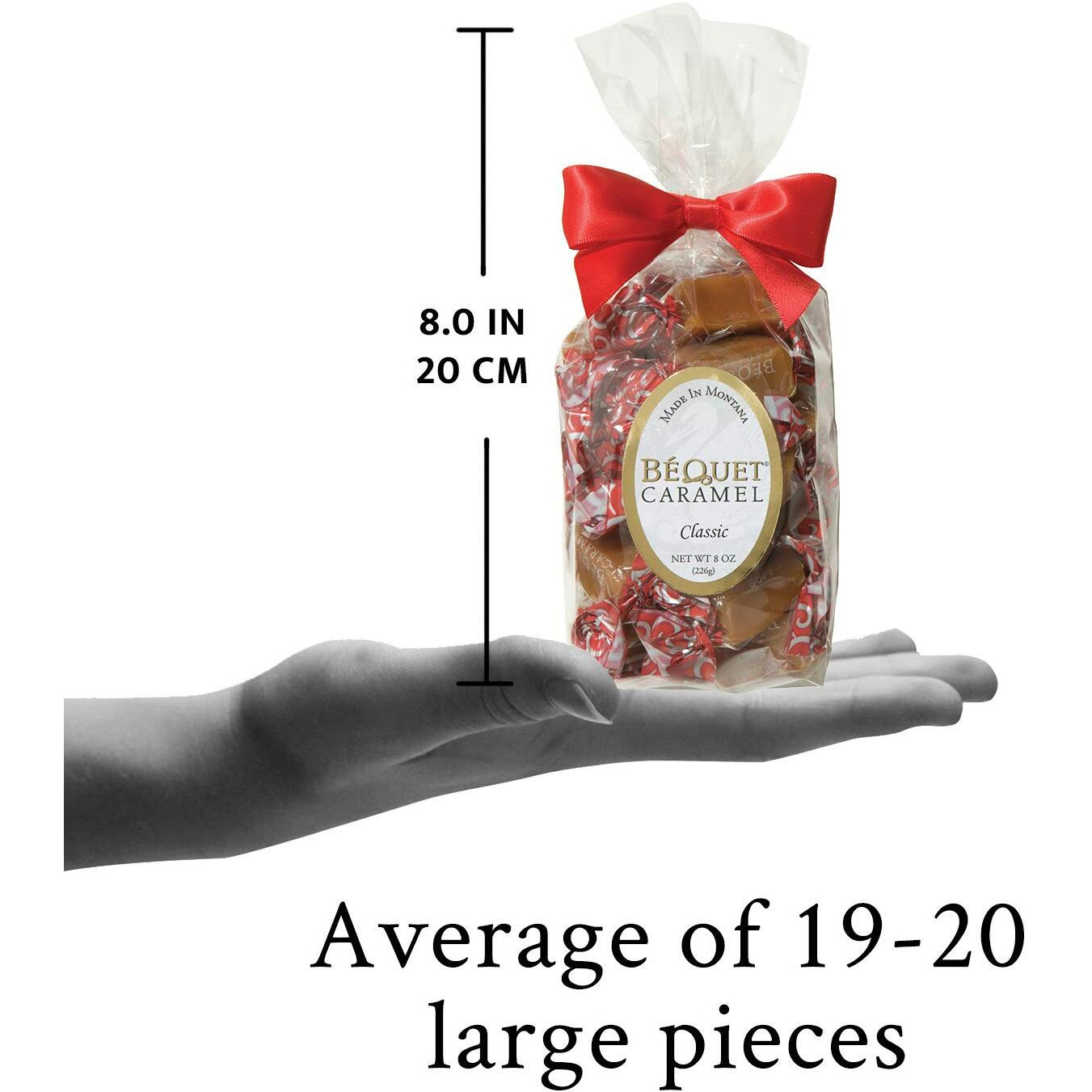 B  Quet Caramel - Classic - Caramel Candy Individually Wrapped - Gourmet Caramel Candy - Made In Montana - Kosher (Star D) And Gluten Free - 8 Oz Gift Bag