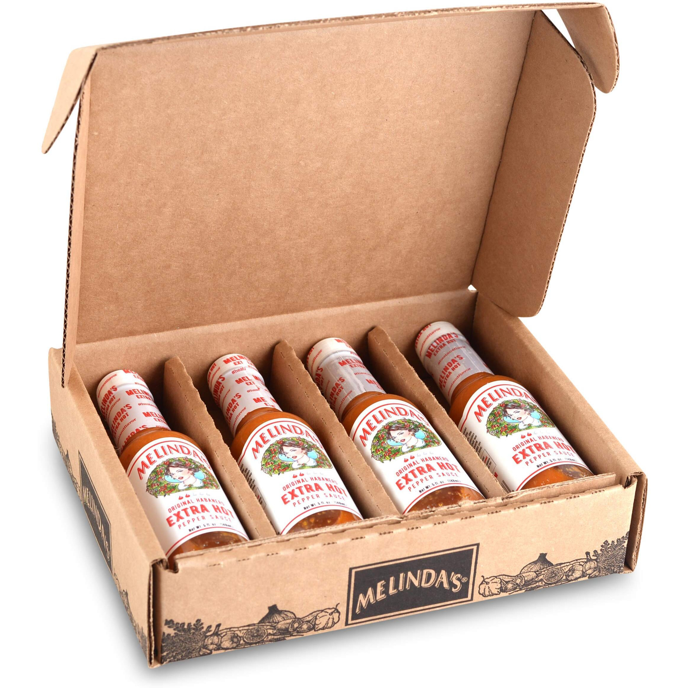 Melindas Original Habanero Extra Hot Sauce - Gourmet Habanero Hot Sauce - Made With Habanero Peppers, Carrots, Onion, Vinegar & Garlic - Keto, Kosher, Vegan, Gluten Free Hot Sauce - 5Oz, 4 Pack