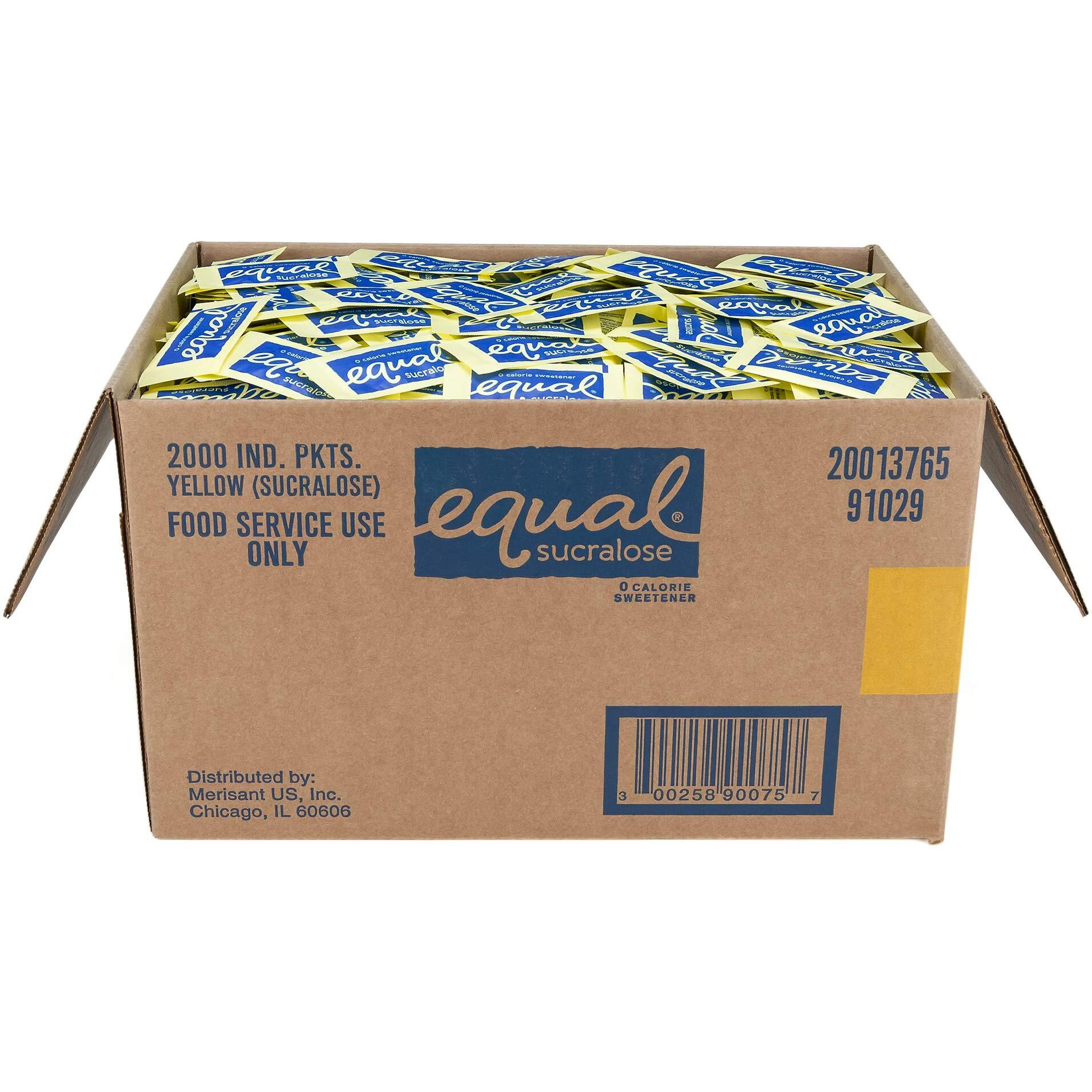 Equal Yellow 0 Calorie Sweetener, Sucralose Sugar Substitute, Zero Calorie Sugar Alternative Sweetener Packets, Sugar Alternative, Erythritol Free, 2000 Ct (Pack Of 1)