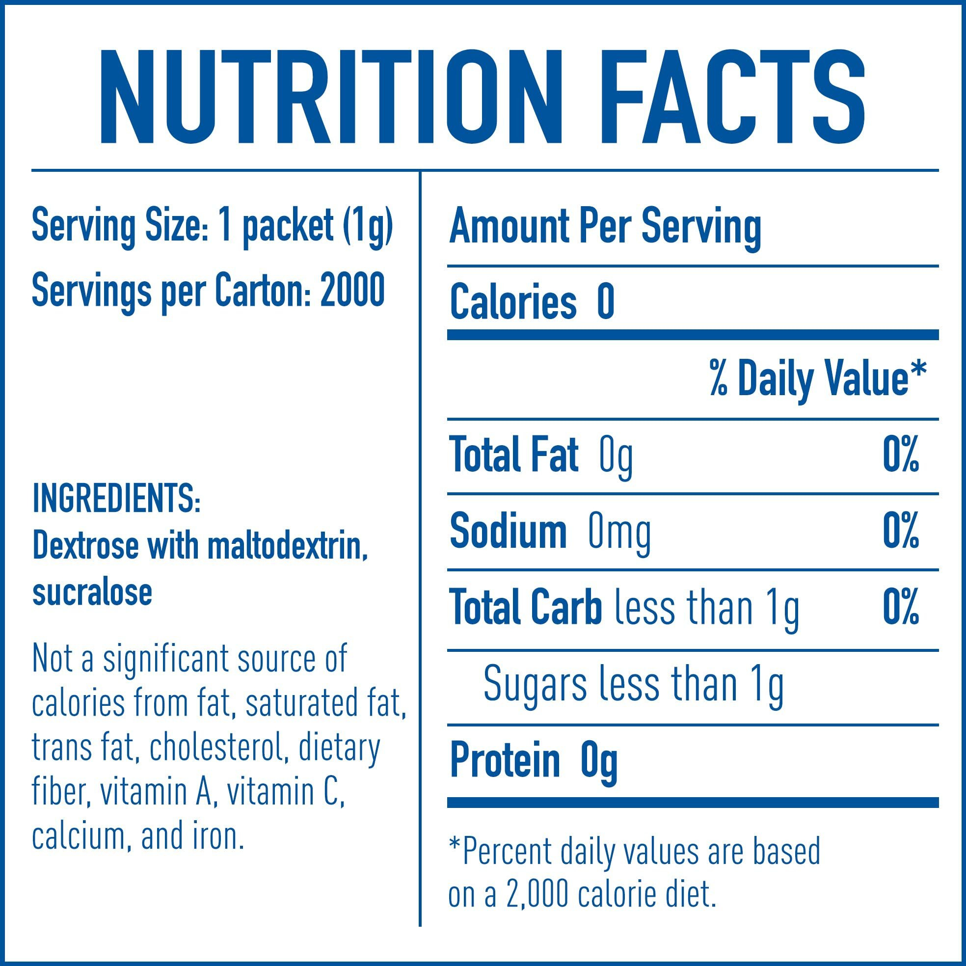 Equal Yellow 0 Calorie Sweetener, Sucralose Sugar Substitute, Zero Calorie Sugar Alternative Sweetener Packets, Sugar Alternative, Erythritol Free, 2000 Ct (Pack Of 1)