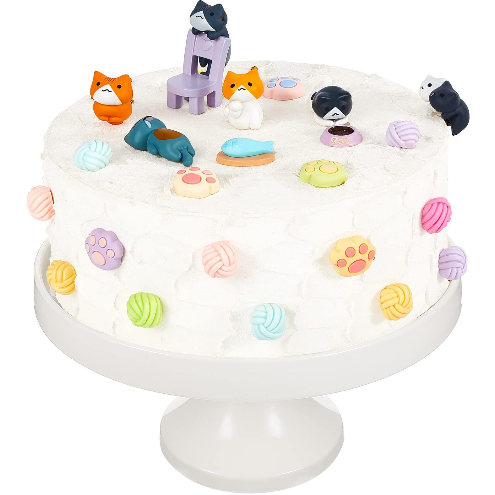 26 Pcs Cat Cake Topper Cute Cat Figurines Cat Happy Birthday Cake Topper Cat Paw Cake Toppers Cat Party Decoration Mini Cat Set For Cat Birthday Party Garden Home Shower Supplies(Vivid Cat)