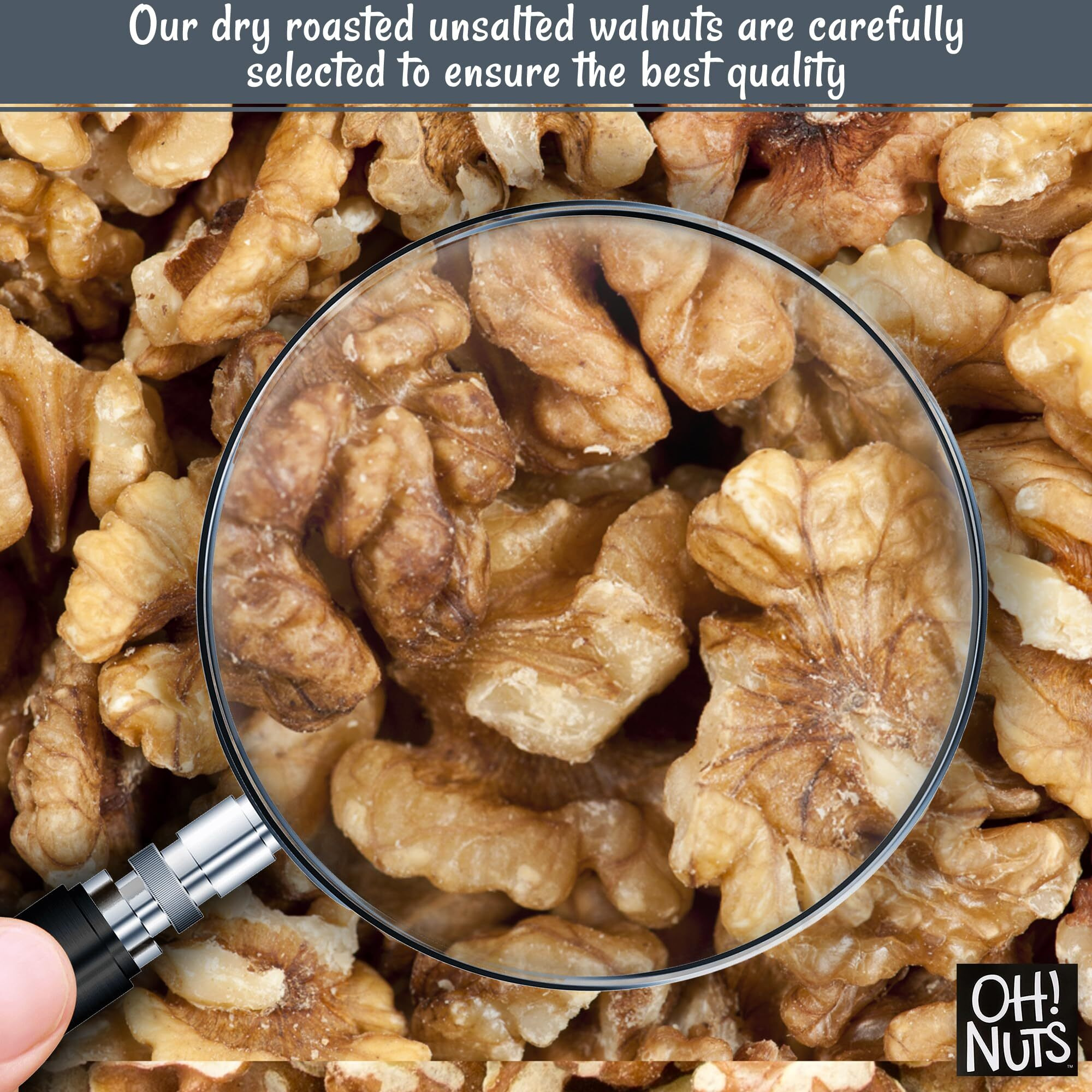 Walnuts | Dry Roasted Unsalted | 2 Lb | Packed In New York Zip-Seal Bag For Exceptional Freshness By Oh Nuts