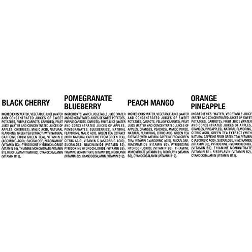 V8 +Energy Variety Pack, Pomegranate Blueberry, Orange Pineapple, Peach Mango, Black Cherry,8 Fl Oz (Pack Of 24)