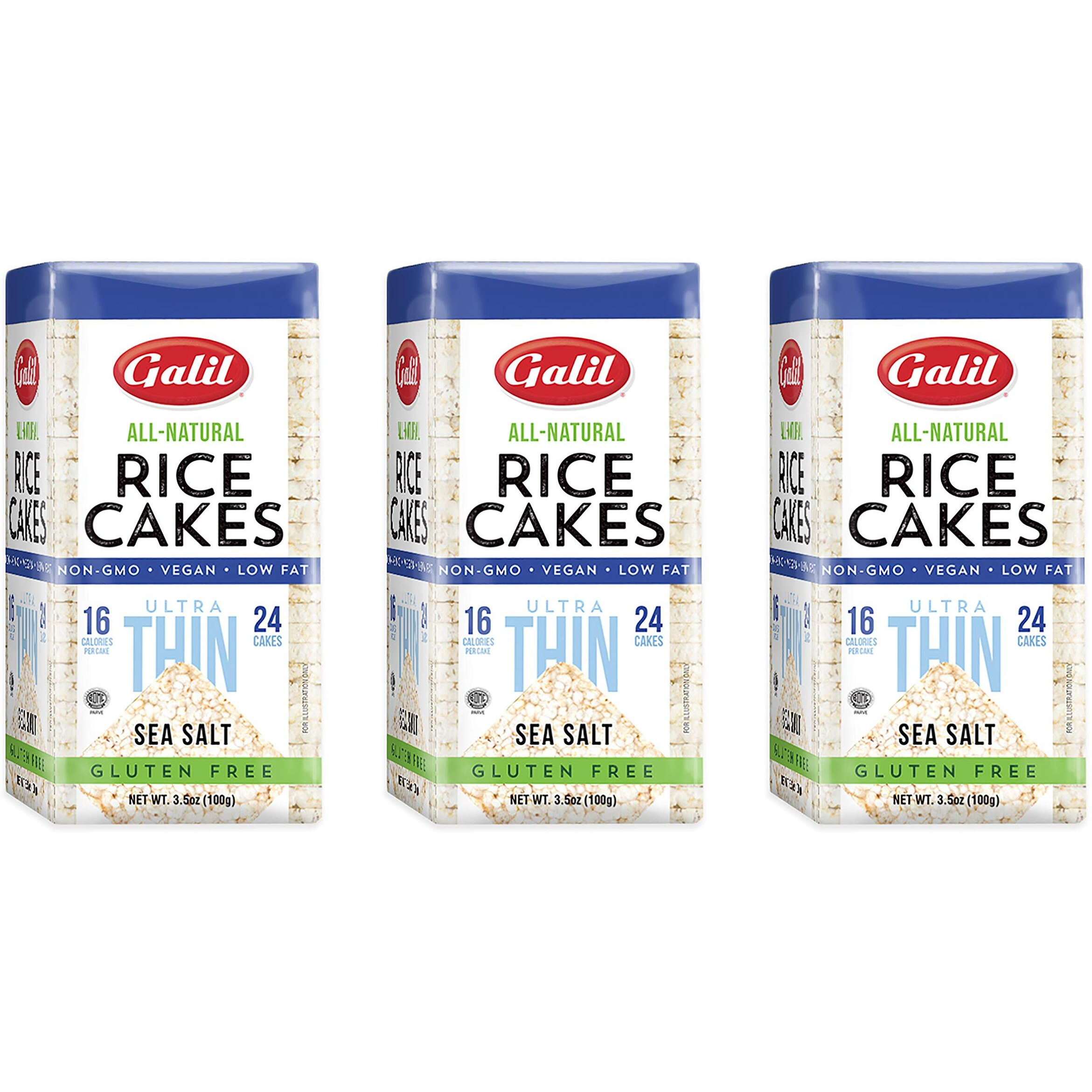 Galil Ultra-Thin Rice Cakes With Sea Salt Pack Of 3 |All-Natural, Non-Gmo, Low Fat, Gluten-Free Rice Cakes 3.5 Ounce