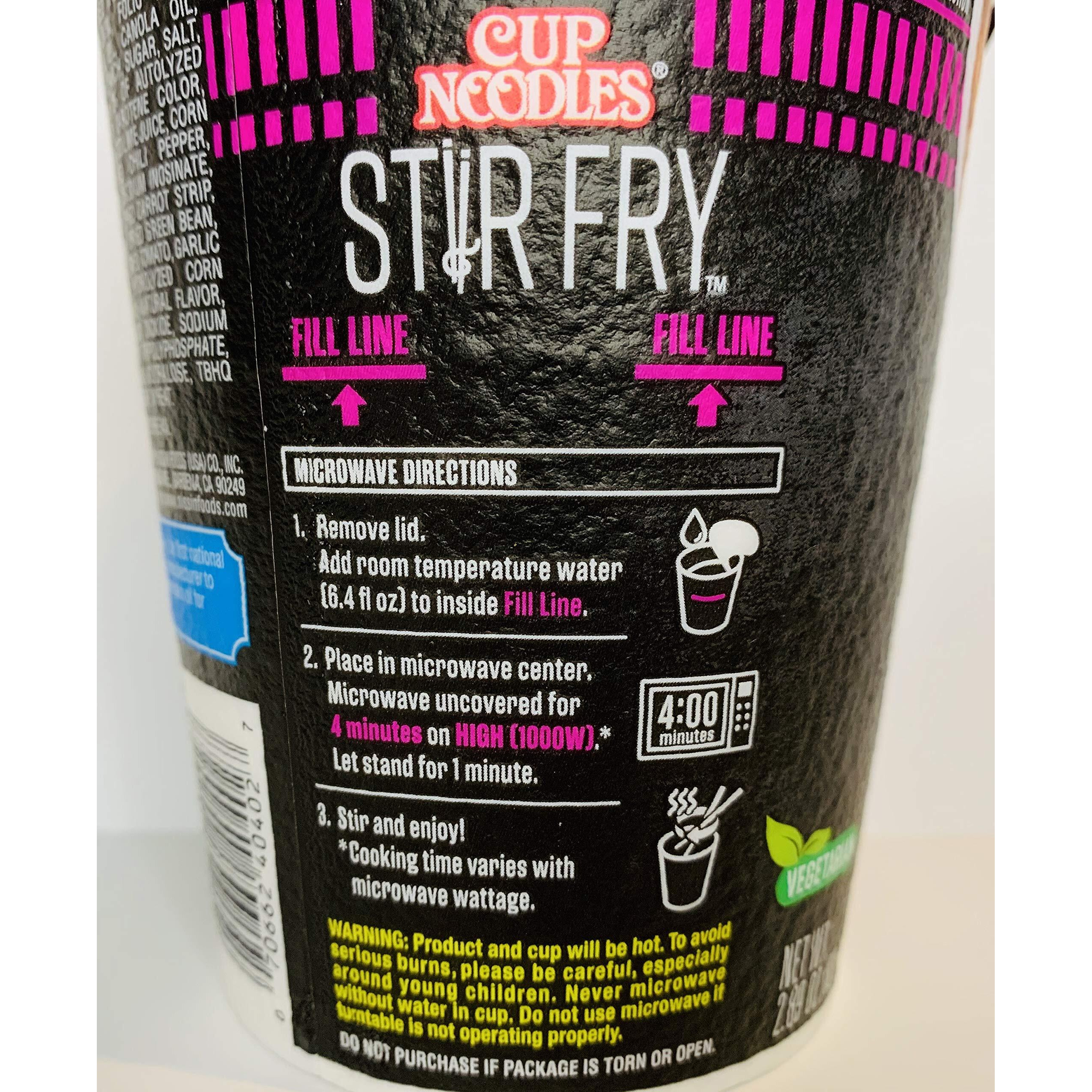 Nissin Cup Noodles Stir Fry Variety 4 Pack Teriyaki Beef, Teriyaki Chicken, Hot Garlic Chicken, Sweet Chili