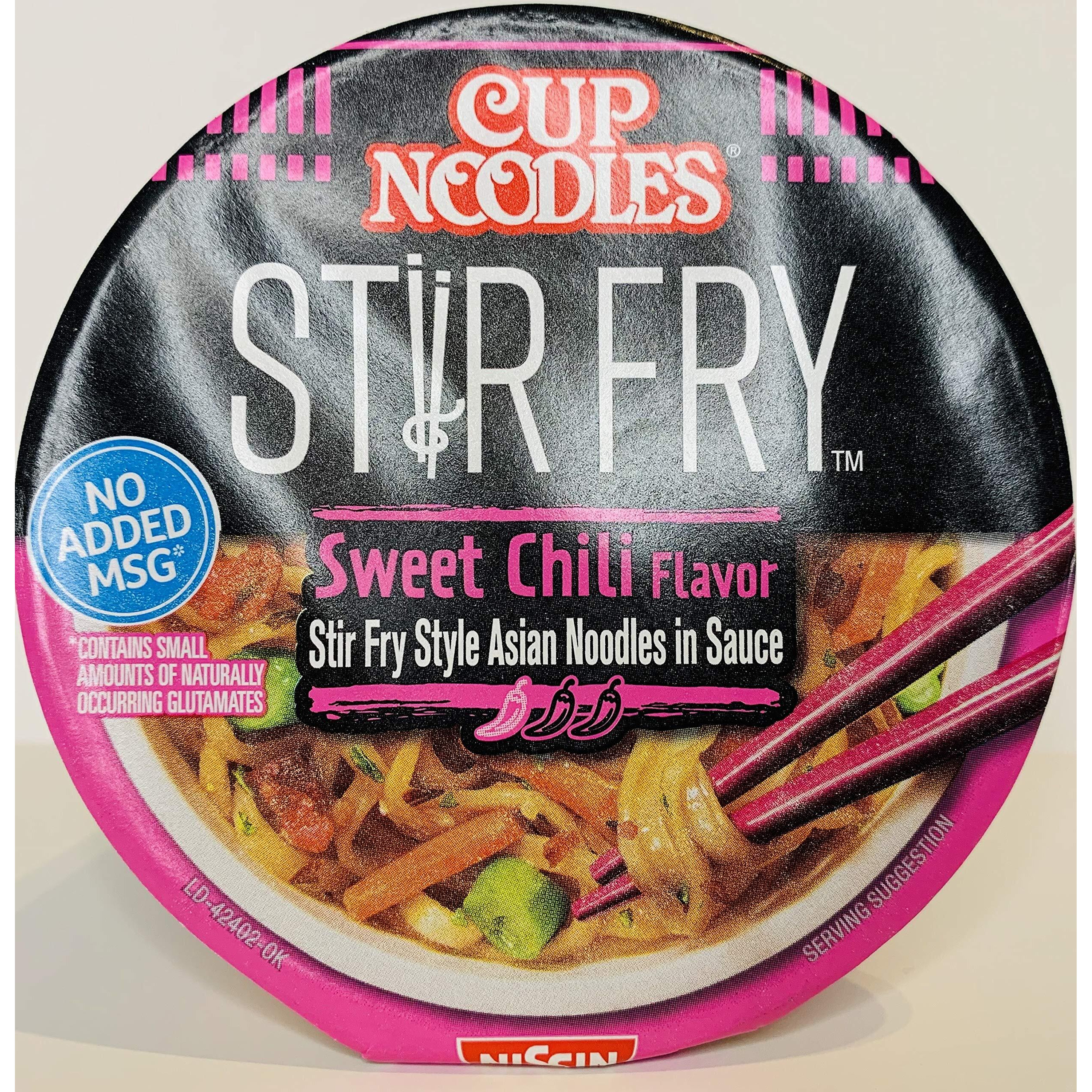 Nissin Cup Noodles Stir Fry Variety 4 Pack Teriyaki Beef, Teriyaki Chicken, Hot Garlic Chicken, Sweet Chili