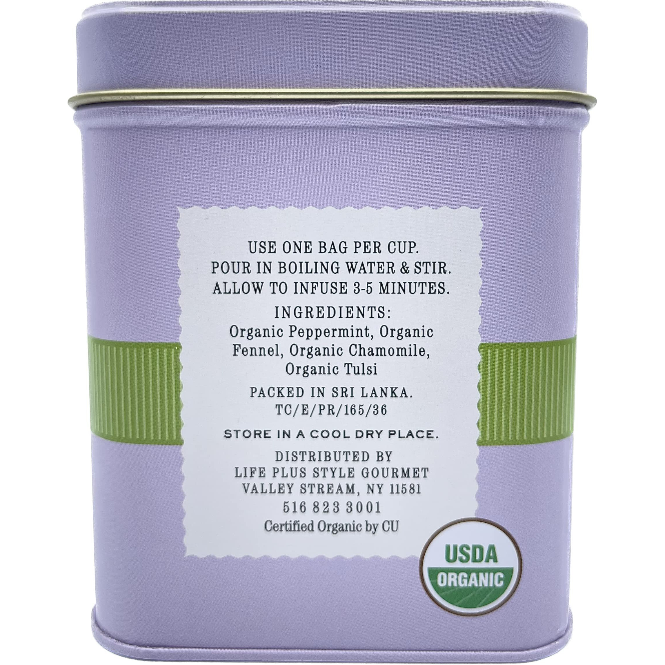 Organic Sleep Blend Herbal Tea - 50 Packets - Natural Chamomile, Peppermint, Fennel And Tulsi Teabags - Usda Certified 100% Non-Gmo - Decaffeinated Designer Gift Tin