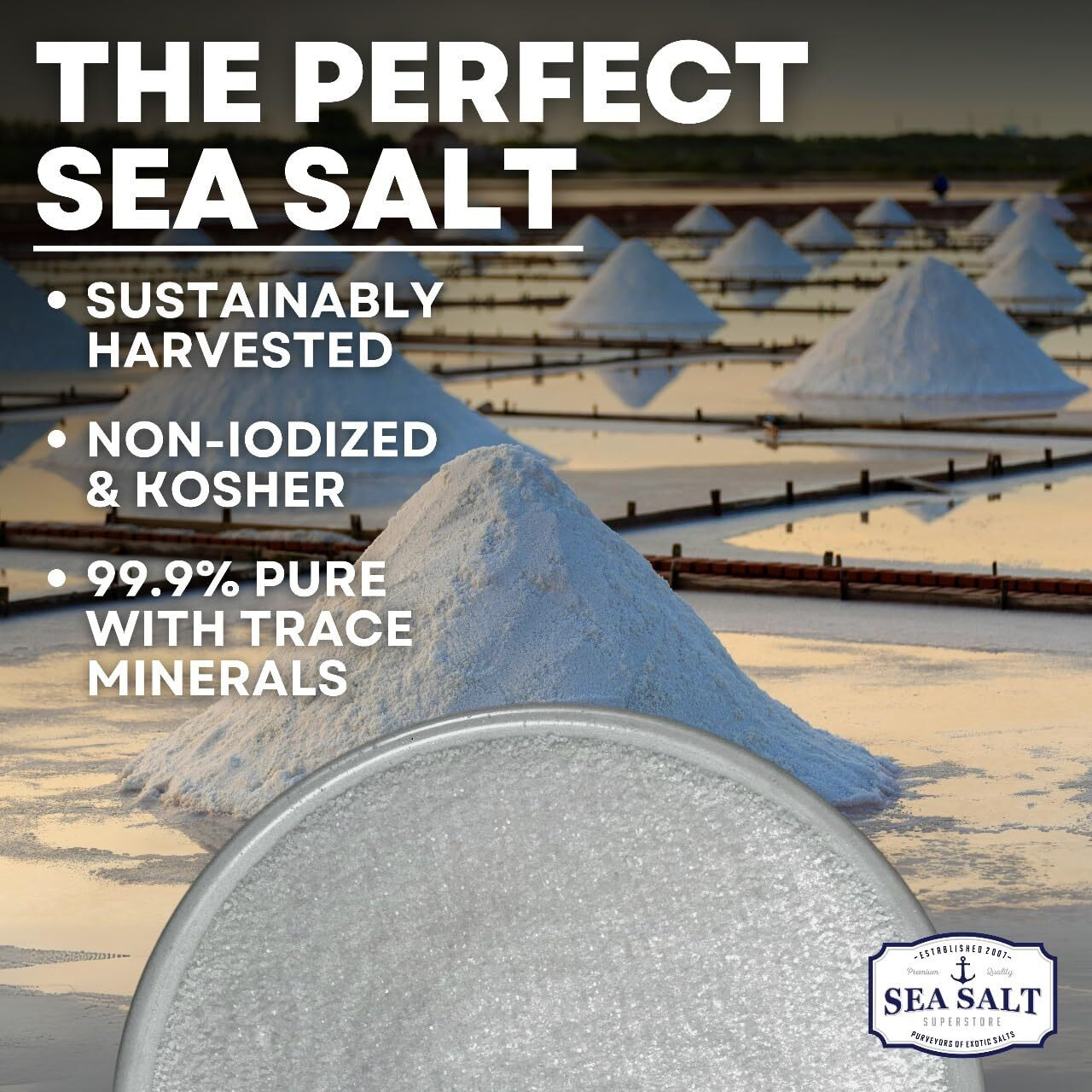 Fine Grain Sea Salt, Table Salt Replacement Fine Sea Salt For Baking, Pure Non-Iodized Baja Salt, Mineral Rich Cooking Salt, Fine Salt, 14 Oz Bag, Sea Salt Superstore
