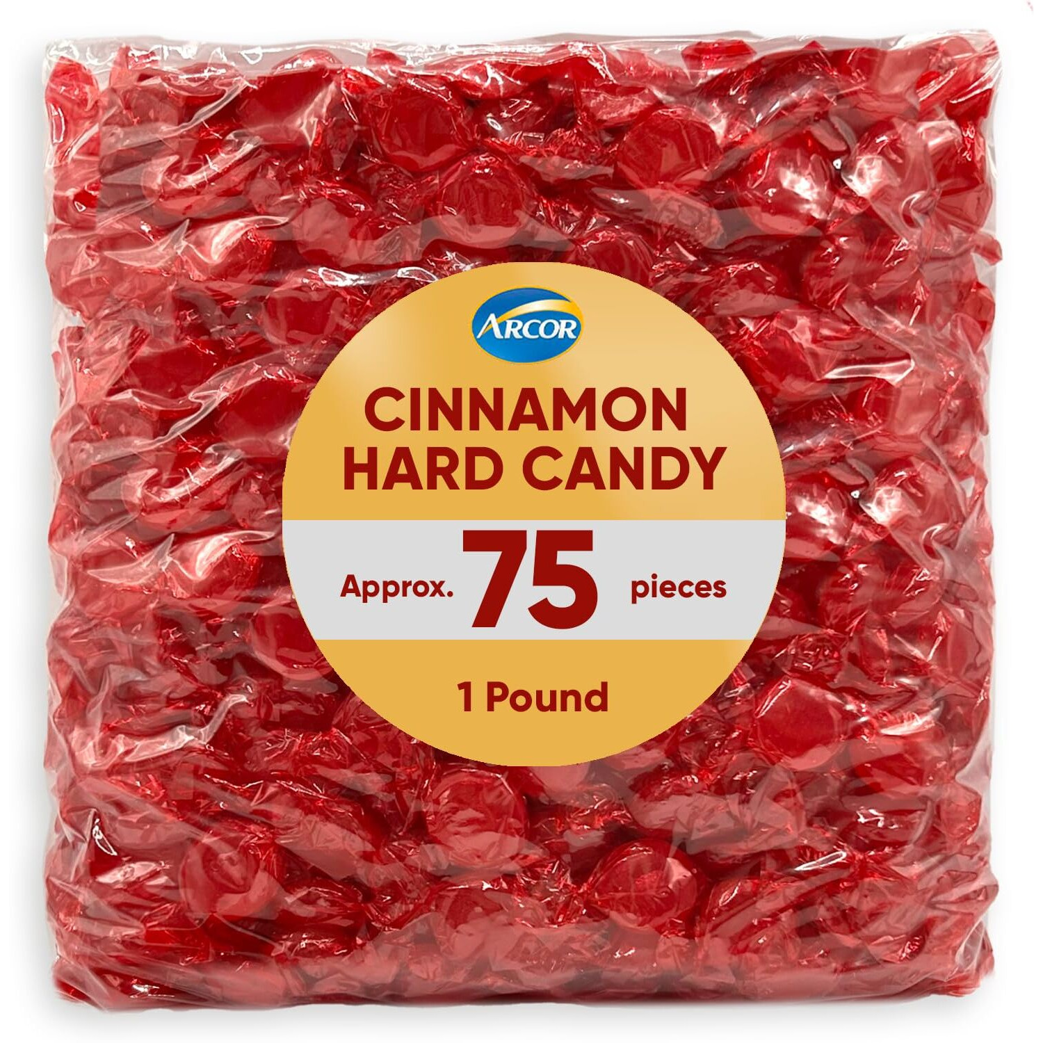 Arcor Cinnamon Hard Candy Bulk - 1 Pound Of Approx 75 - Cinnamon Candy - Hard Candy Individually Wrapped, Christmas Candy Bulk