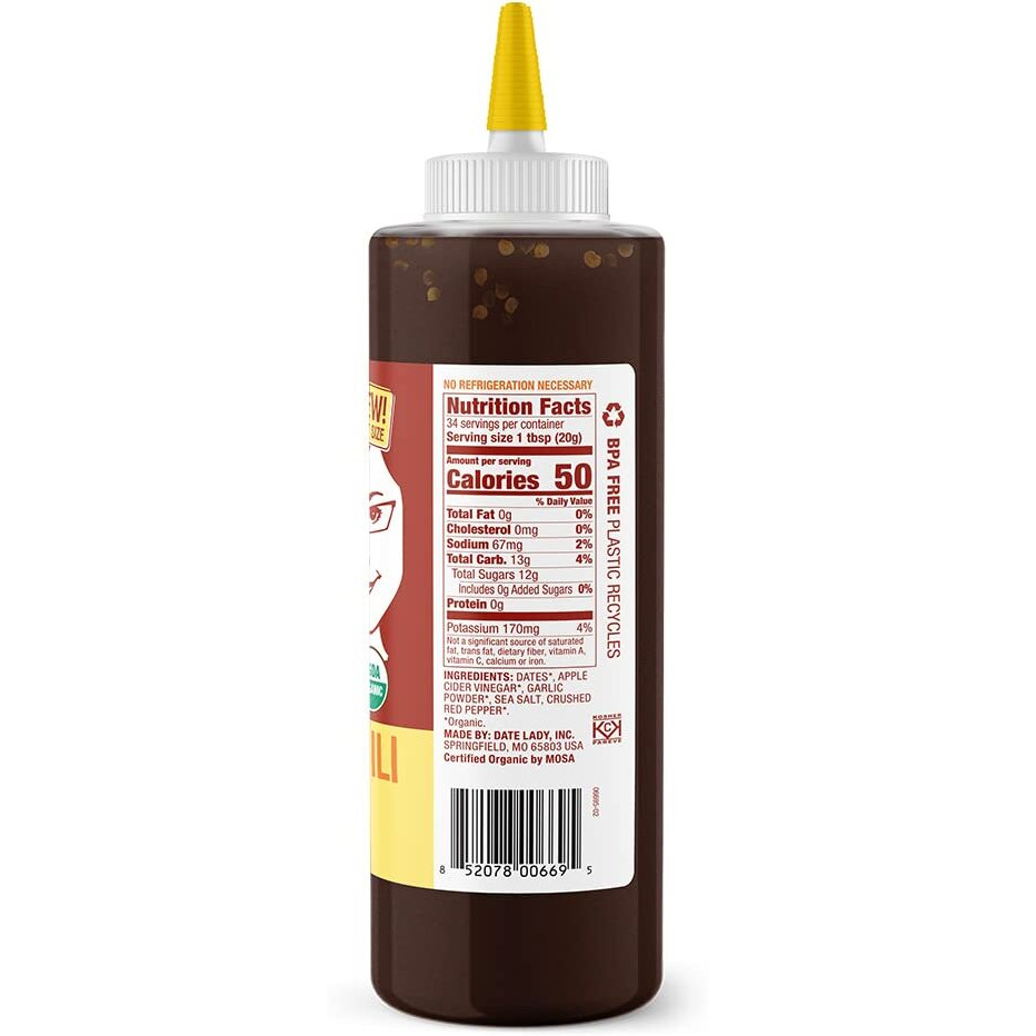 Date Lady Organic Sweet Chili Sauce | No Corn Syrup Or Cane Sugar | No Added Flavors Or Msg (24 Oz) Use In Stir Fry Vegetables, Dip Spring Rolls, Or Add Flavor To Your Chicken.