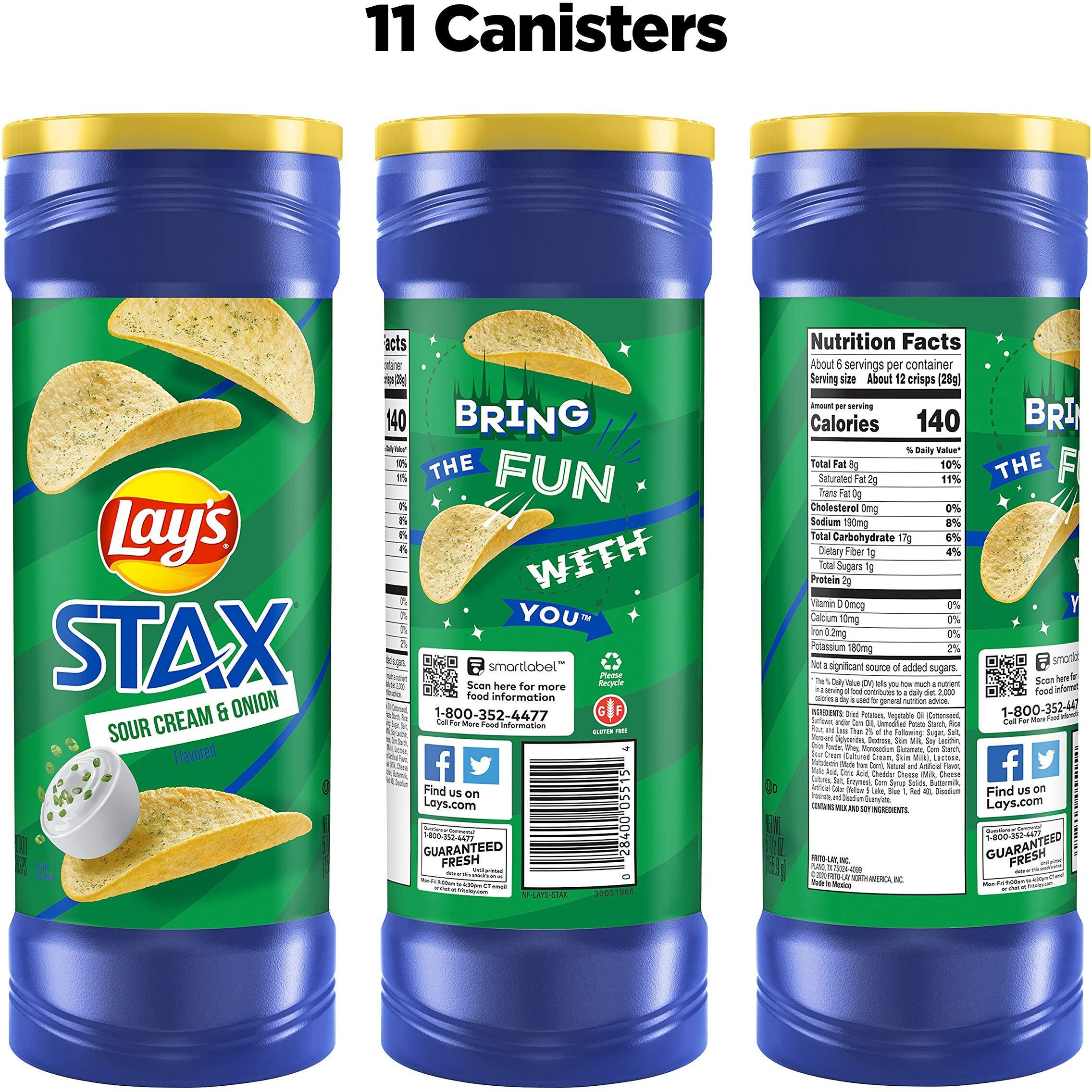 Lay's Stax Potato Crisps, Sour Cream And Onion, 5.5 Ounce (Pack Of 11)