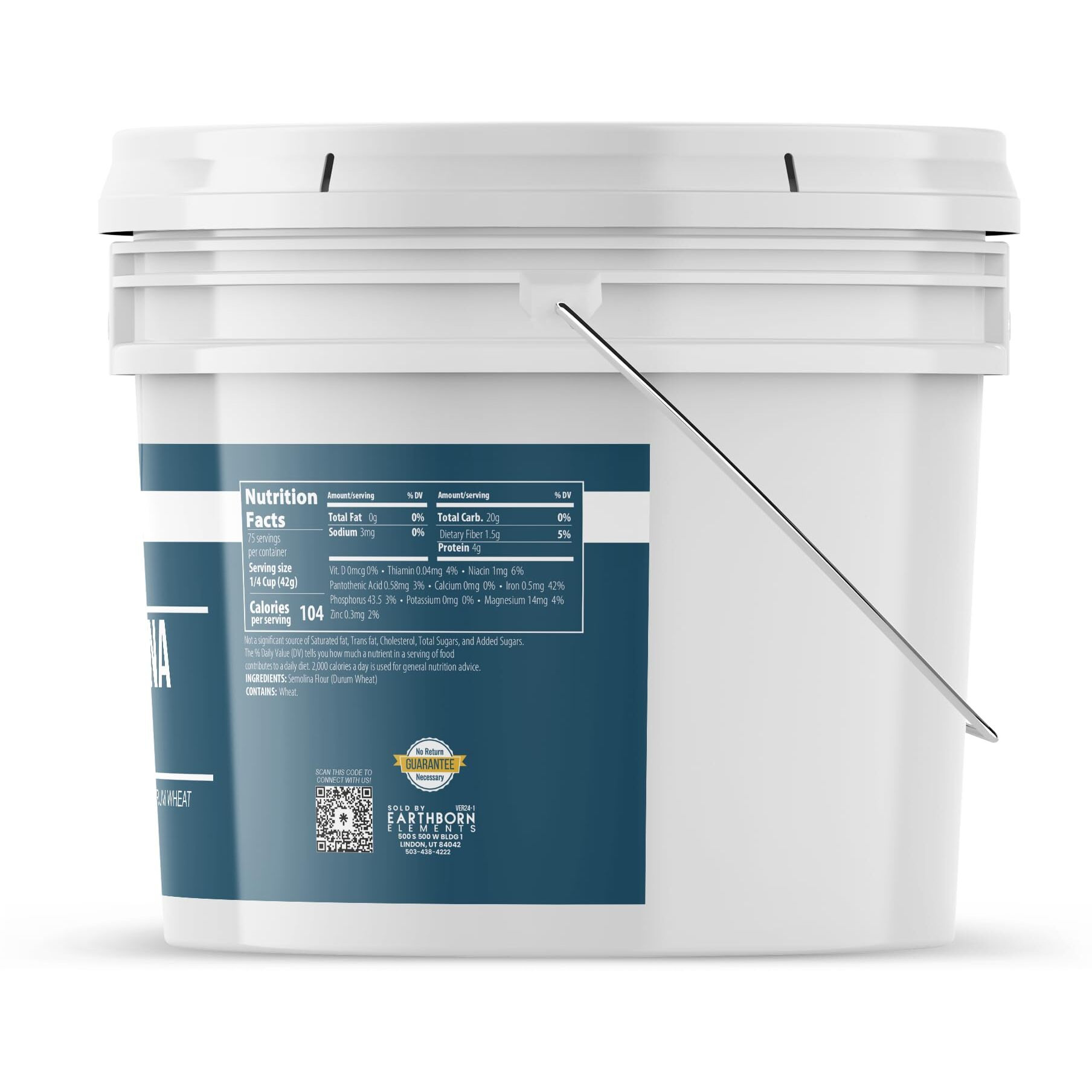 Earthborn Elements Semolina Flour (1 Gallon) For Making Pasta & Couscous, Pizza & Bread Dough