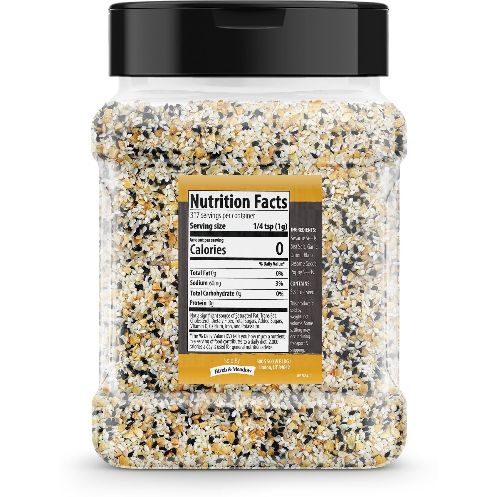 Birch & Meadow Everything Bagel Seasoning, 11.2 Oz, Pre-Mixed Spices & Seeds, Crunchy Texture