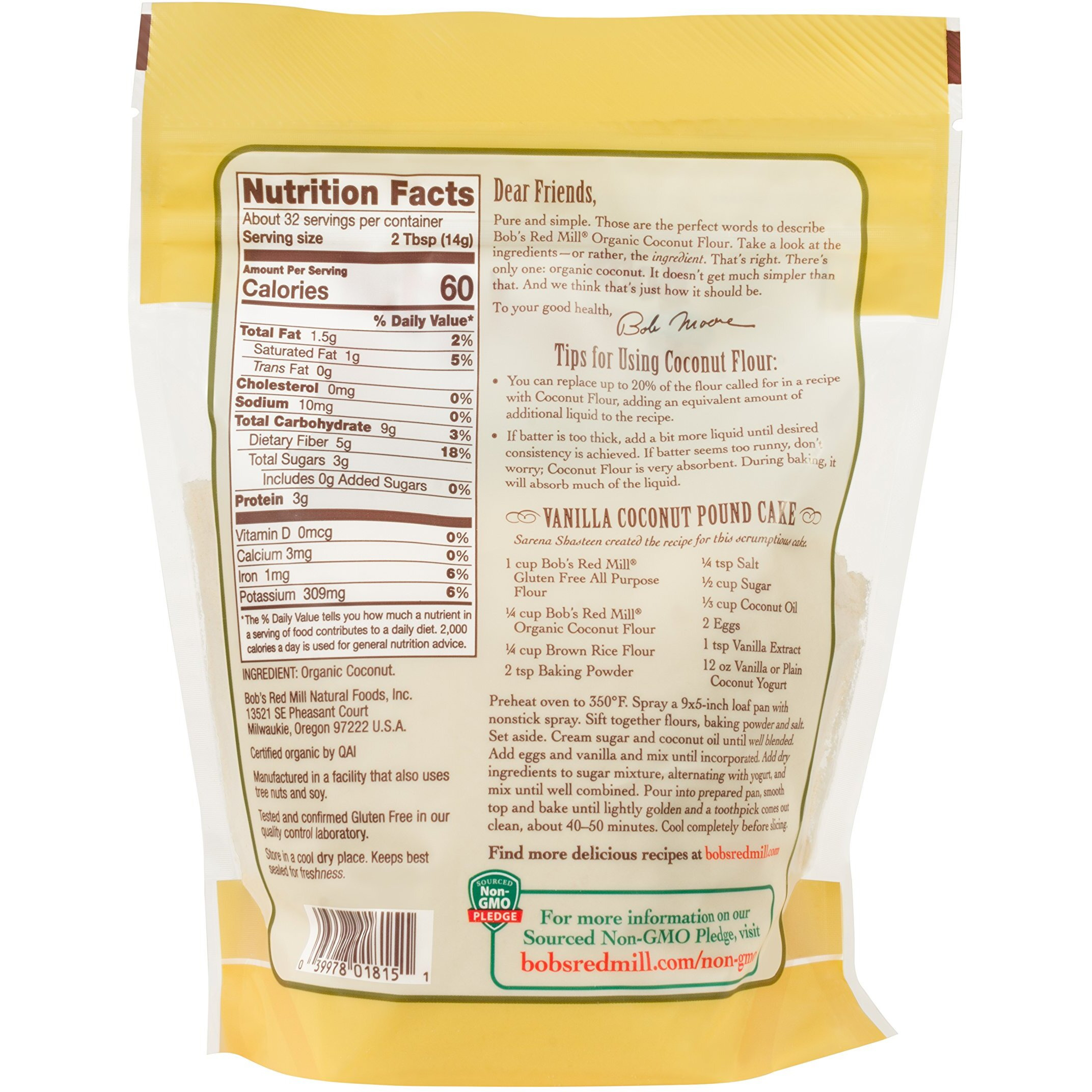 Bob's Red Mill, Organic Gluten Free Coconut Flour, 16 Ounce