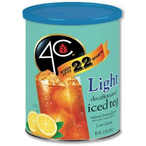 4C Light Powdered Drink Mix Cannisters, Zero Sugar Decaffeinated Iced Tea 3 Pack, 22 Quarts, Family Sized Cannister, Low Calorie, Thirst Quenching Flavors