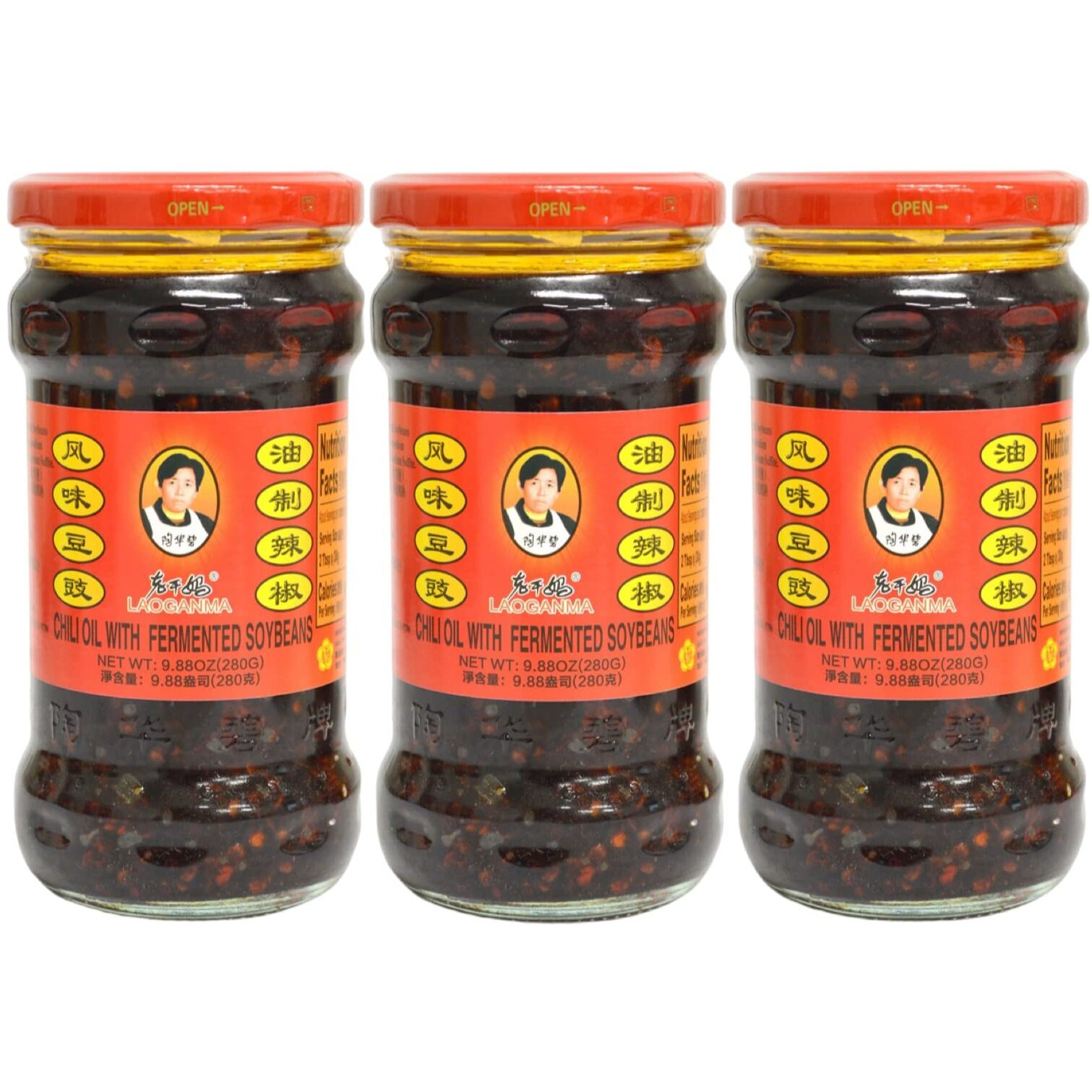 Laoganma Chili Oil With Fermented Soybeans  9.88 Oz. (Pack Of 3)