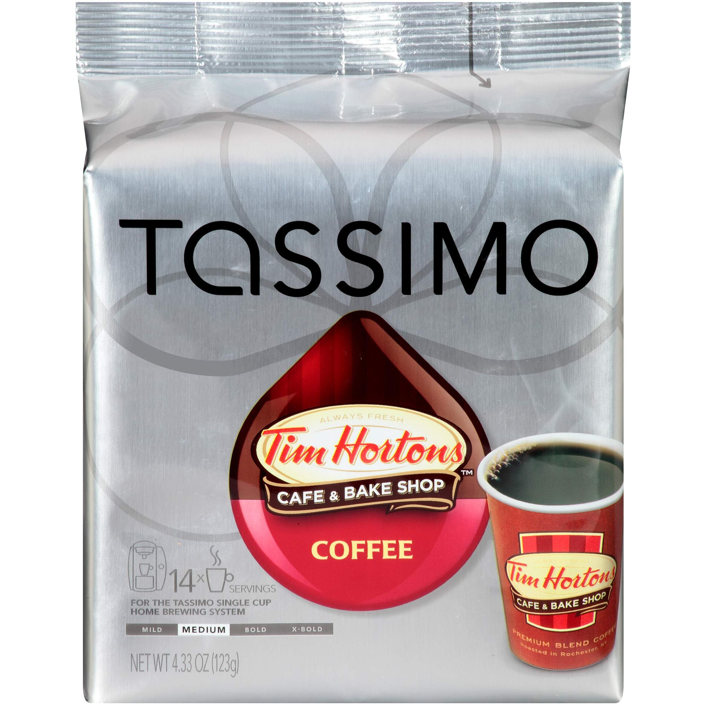 Tassimo Tim Hortons Cafe & Bake Shop Medium Roast Coffee T-Discs For Tassimo Single Cup Home Brewing Systems (14 Ct Pack)