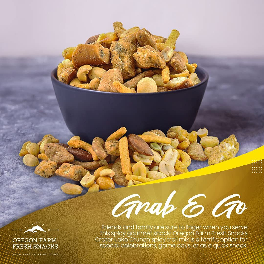 Oregon Farm Fresh Snacks Mix - Crater Lake Crunch - Tex Mex - Spicy Pub Mix Gourmet Cheesy Jalapeno Snack Mix - Spicy Party Mix Snacks (16 Oz) - Snack Foods Poker Mix In Resealable Bag - Spicy Trail Mix