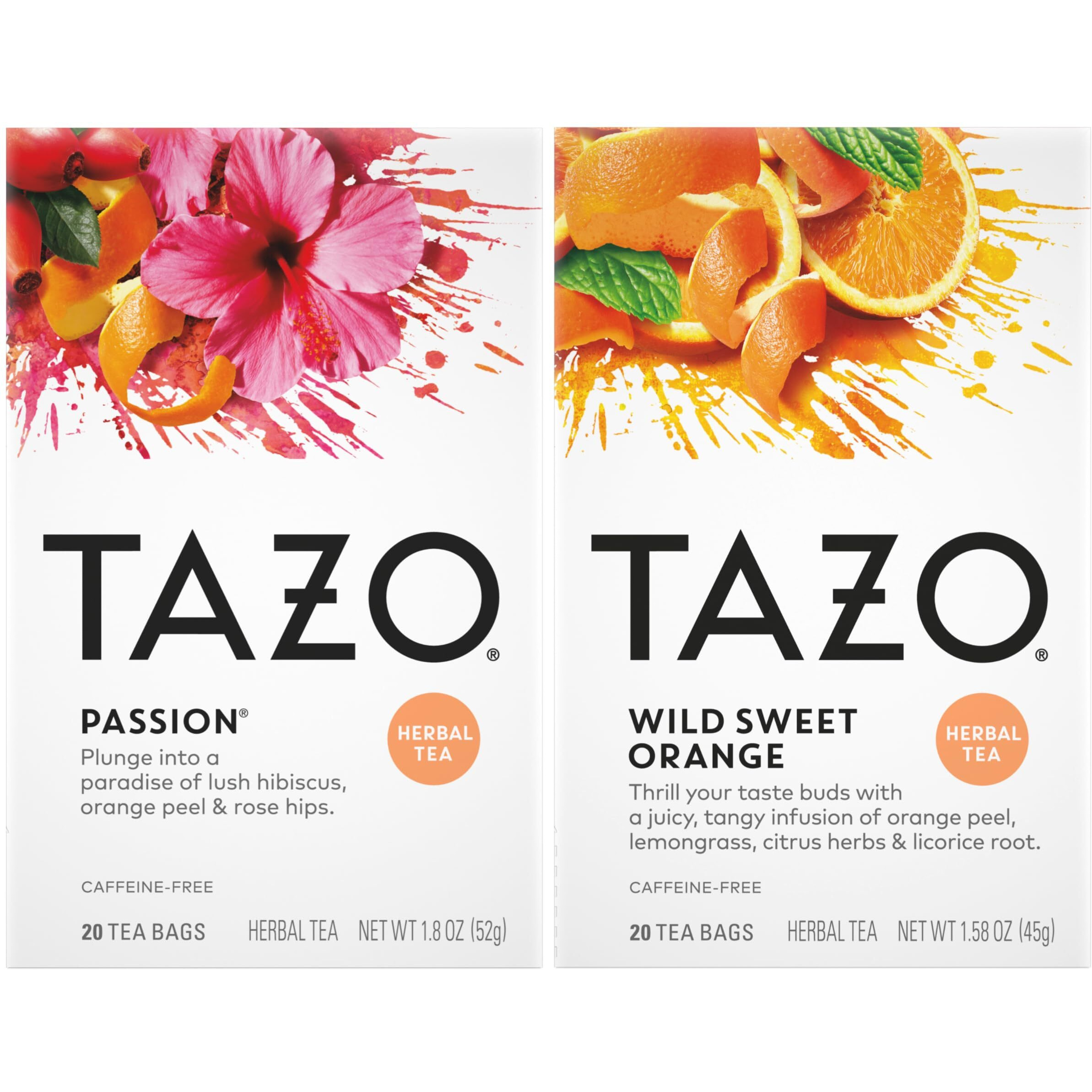 Tazo Passion And Wild Sweet Orange Tea Bundle,40 Count,1 Pack