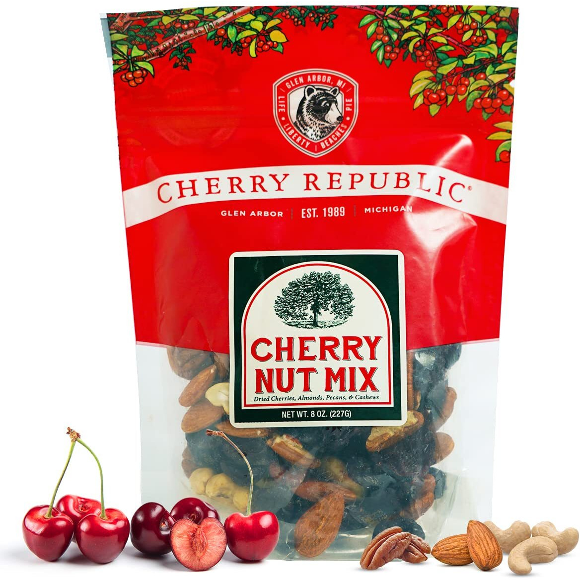 Cherry Republic Cherry Nut Mix - Nutrition-Rich Trail Mix Featuring Montmorency Tart Dried Cherries, Almonds, Cashews & Pecans - Assorted Nut Mix - All-Purpose, Healthy Snack Mix - 8 Ounces