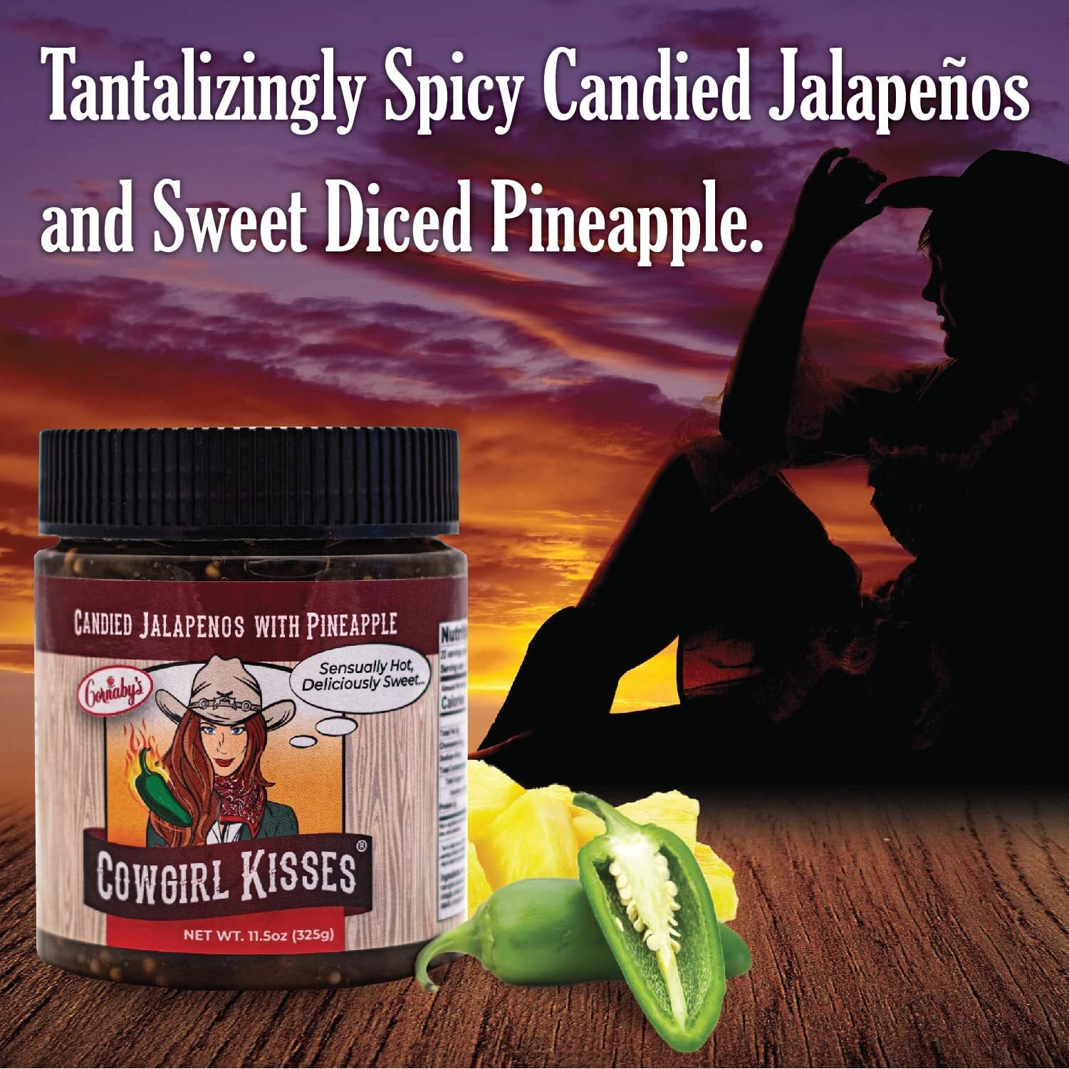 Cornaby's Cowgirl Kisses Relish In A Jar Sweet And Spicy Candied Jalapeno Peppers Plant-Based Non-Gmo Gluten-Free Gourmet Relish Made In Usa