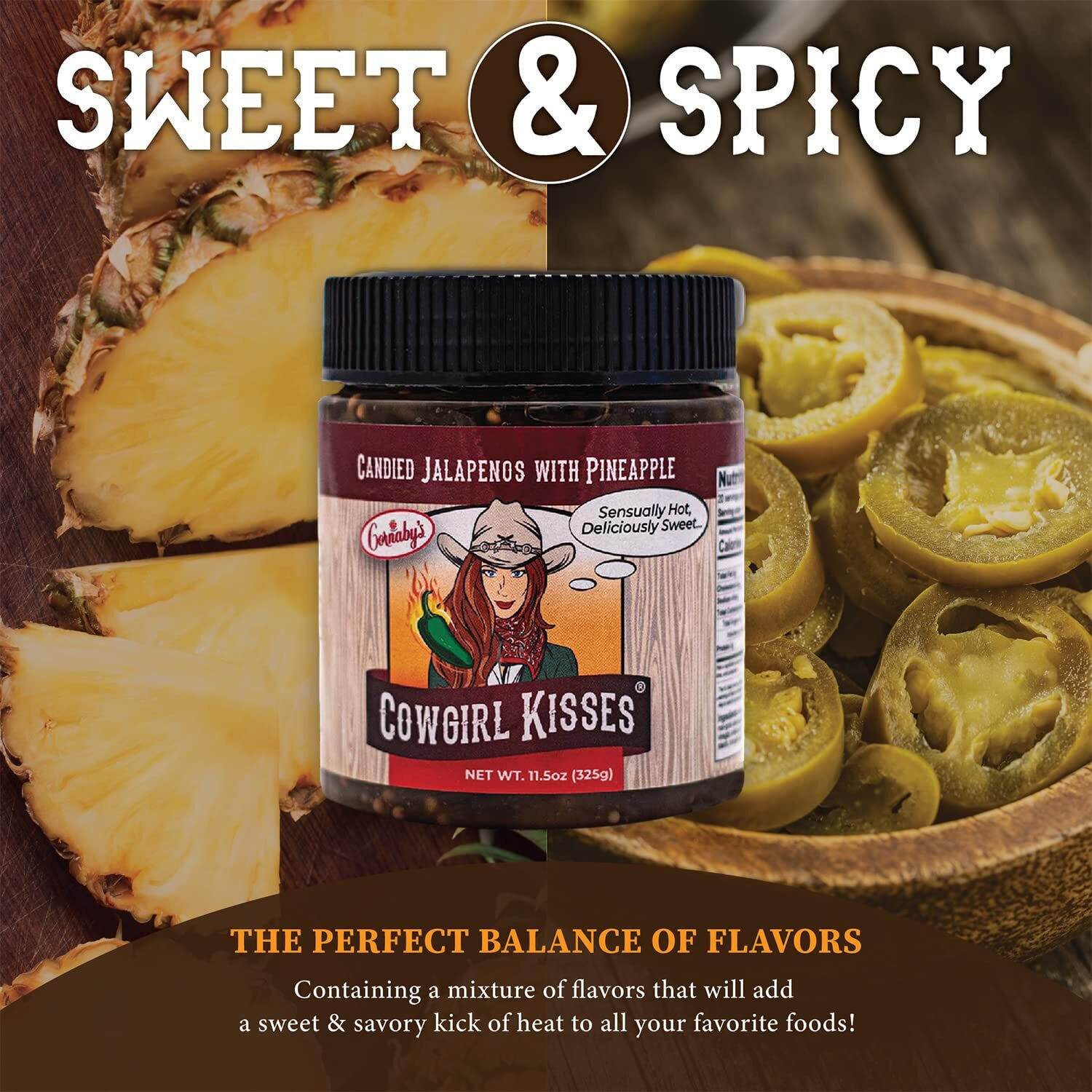 Cornaby's Cowgirl Kisses Relish In A Jar Sweet And Spicy Candied Jalapeno Peppers Plant-Based Non-Gmo Gluten-Free Gourmet Relish Made In Usa