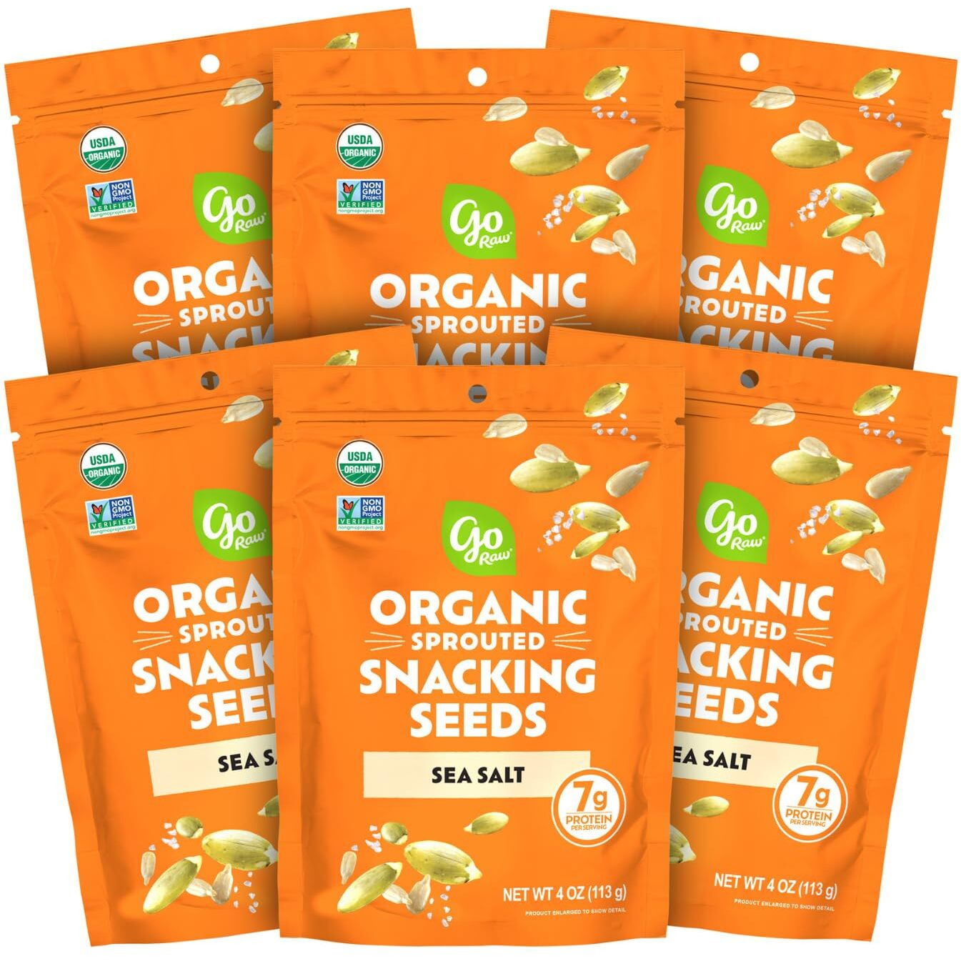 Go Raw Organic Sprouted Sea Salt Sprouted Snacking Seeds, 4 Oz, 6 Pack, Pumpkin & Sunflower Seeds, Keto, Kosher