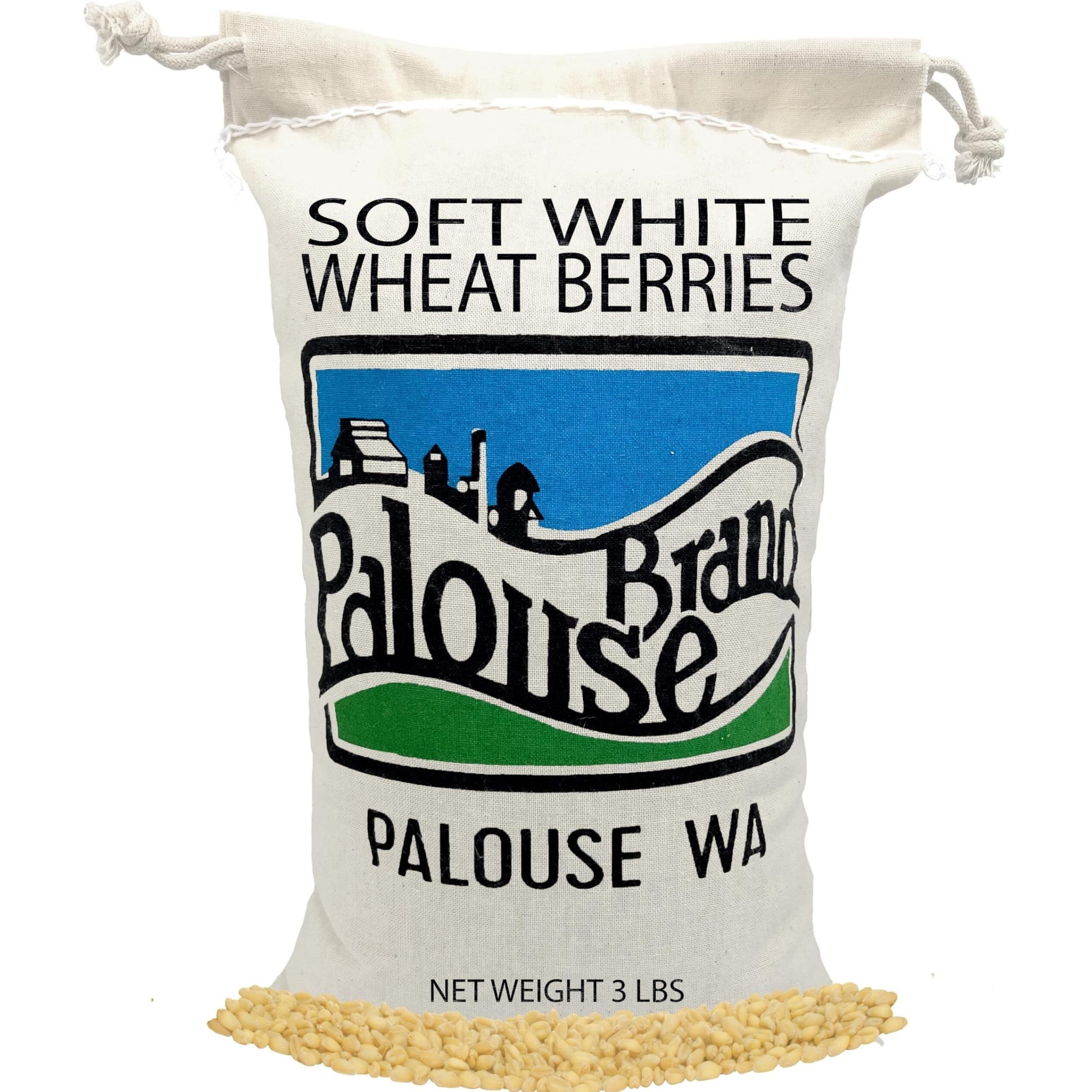 Soft White Wheat Berries | 3 Lbs | Family Farmed In Washington State | 100% Desiccant Free | Non-Gmo Project Verified | 100% Non-Irradiated | Kosher | Field Traced | Cotton Bag
