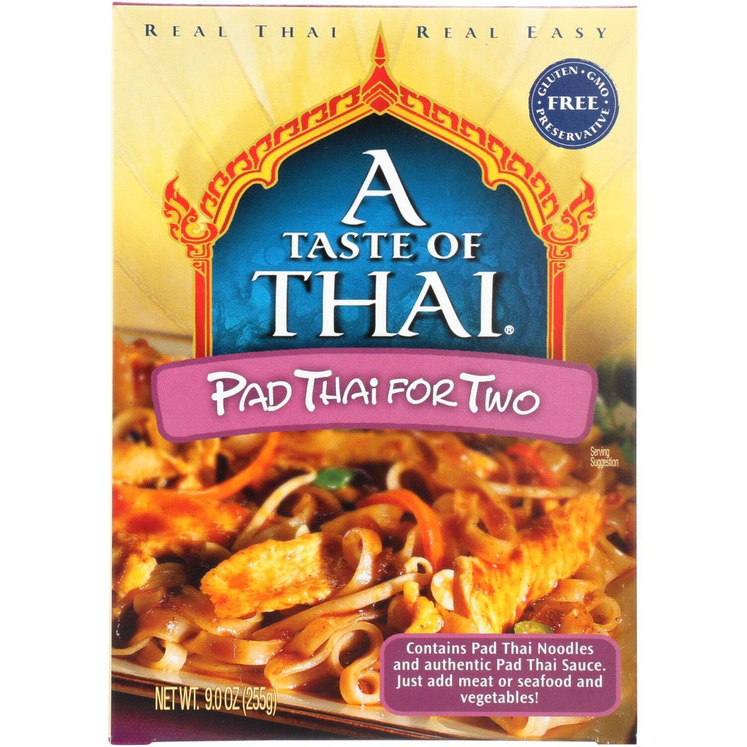 A Taste Of Thai Pad Thai For Two Mix - 9Oz Pack Of 6 Heat & Eat Kit Includes Instant Noodles & Authentic Pad Thai Sauce | Gluten-Free | Ideal Vegan Meal | Perfect Side For Chicken Fish & Meat Entrees